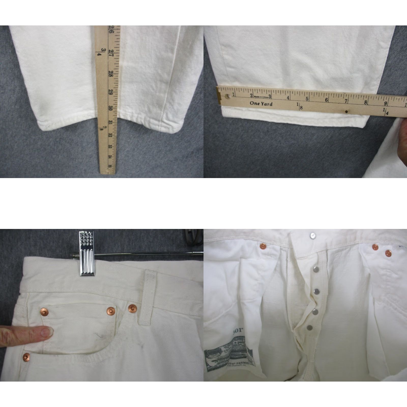 Levi's VINTAGE Levi's 501 Jeans BIG E Mens 34x30 White Selvedge BIG E - 501 Series, Regular, Straight, 5-Pocket, Button Fly, Cotton Denim, White Size US 34 / EU 50 - 8 Thumbnail