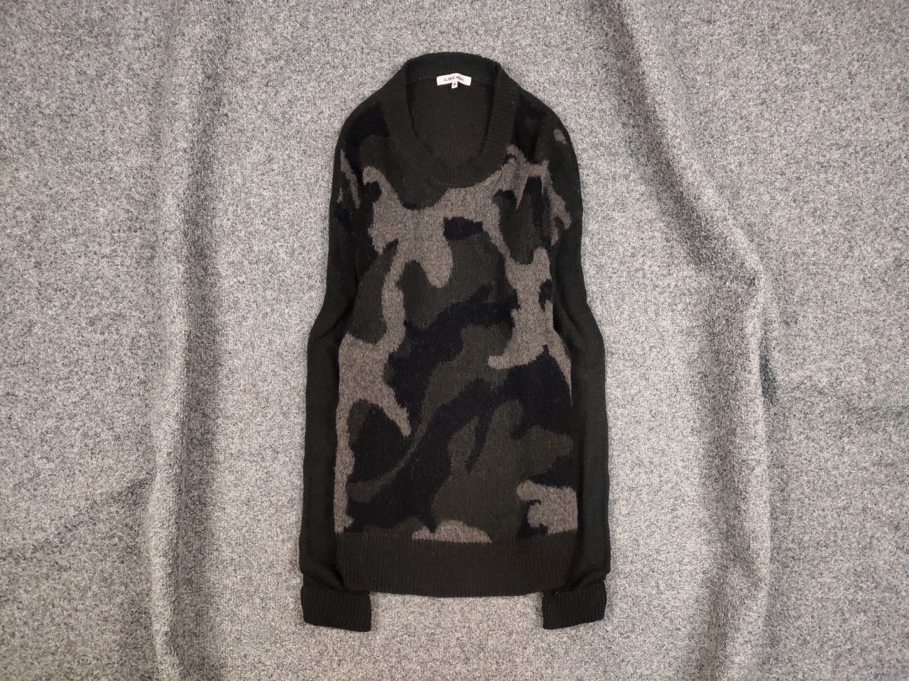 image of Global Work Japan Design Light Dark Camo Wool Blend Sweater in Green Black, Men's (Size Medium)