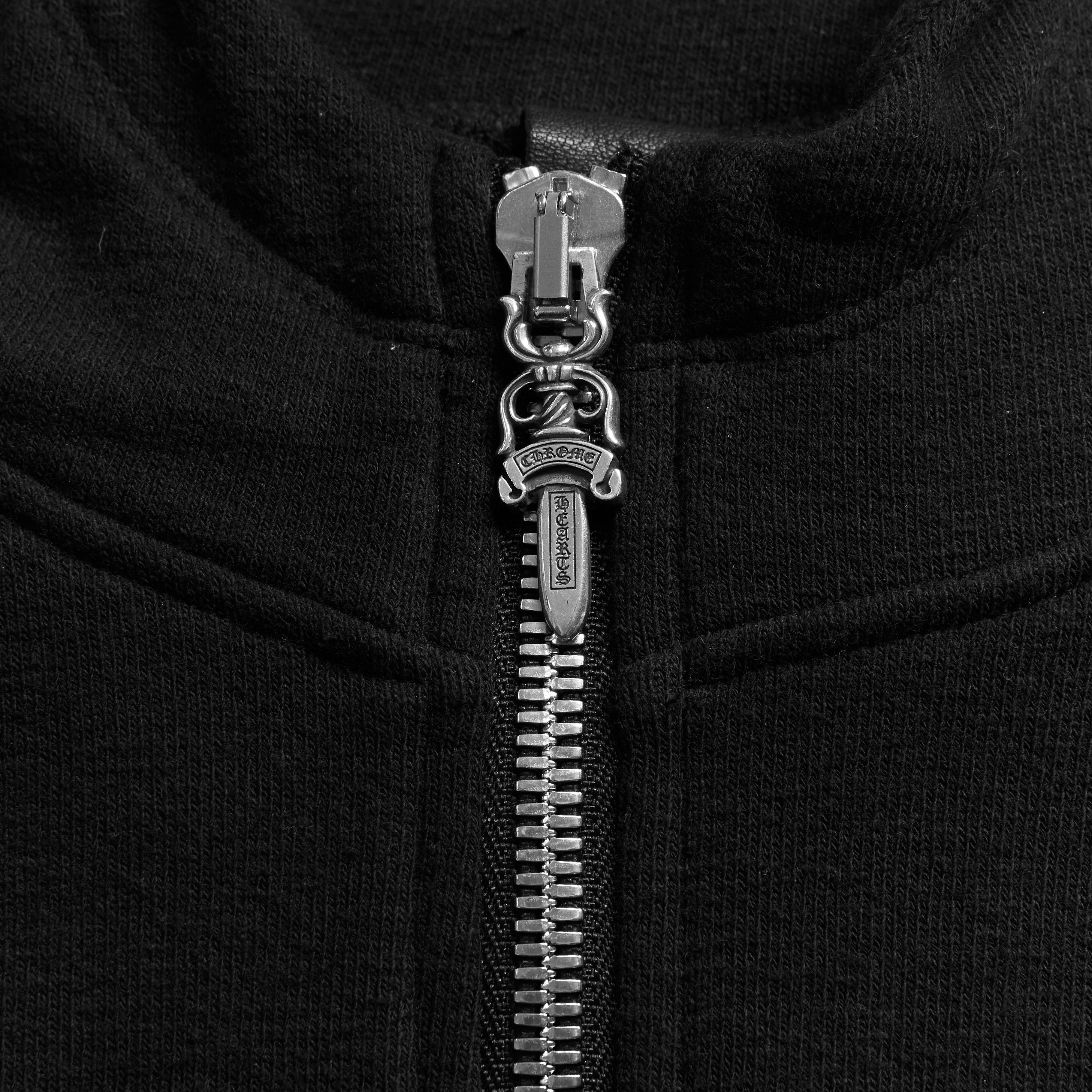 Chrome Hearts CHROME HEARTS Black Leather Plus Patchwork Terry Hoodie Zip Size US S / EU 44-46 / 1 - 7 Thumbnail