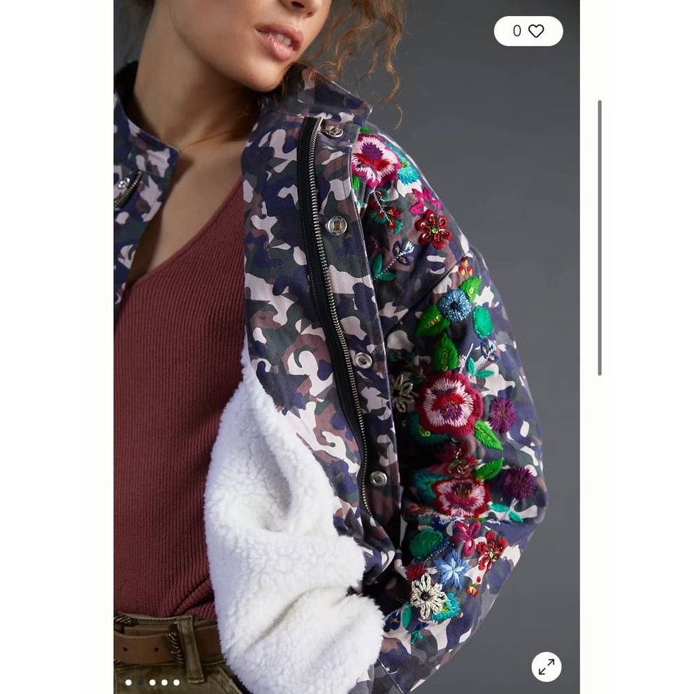 Vilagallo Vilagallo Oversized Embroidered Camo Sequin Jacket Size M / US 6-8 / IT 42-44 - 3 Thumbnail