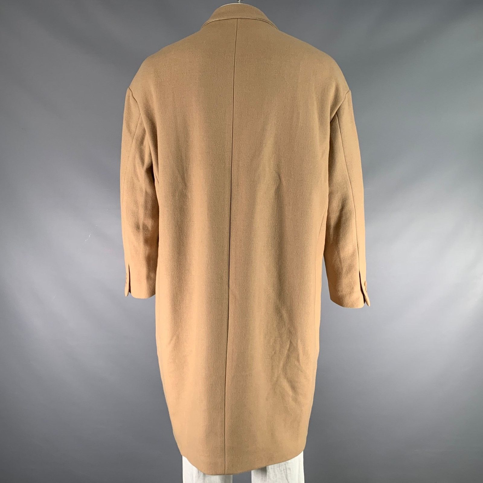 Mr. Gentleman MR. GENTLEMAN 42 Khaki Solid Wool Blend Notch Lapel Coat Size US L / EU 52-54 / 3 - 3 Thumbnail