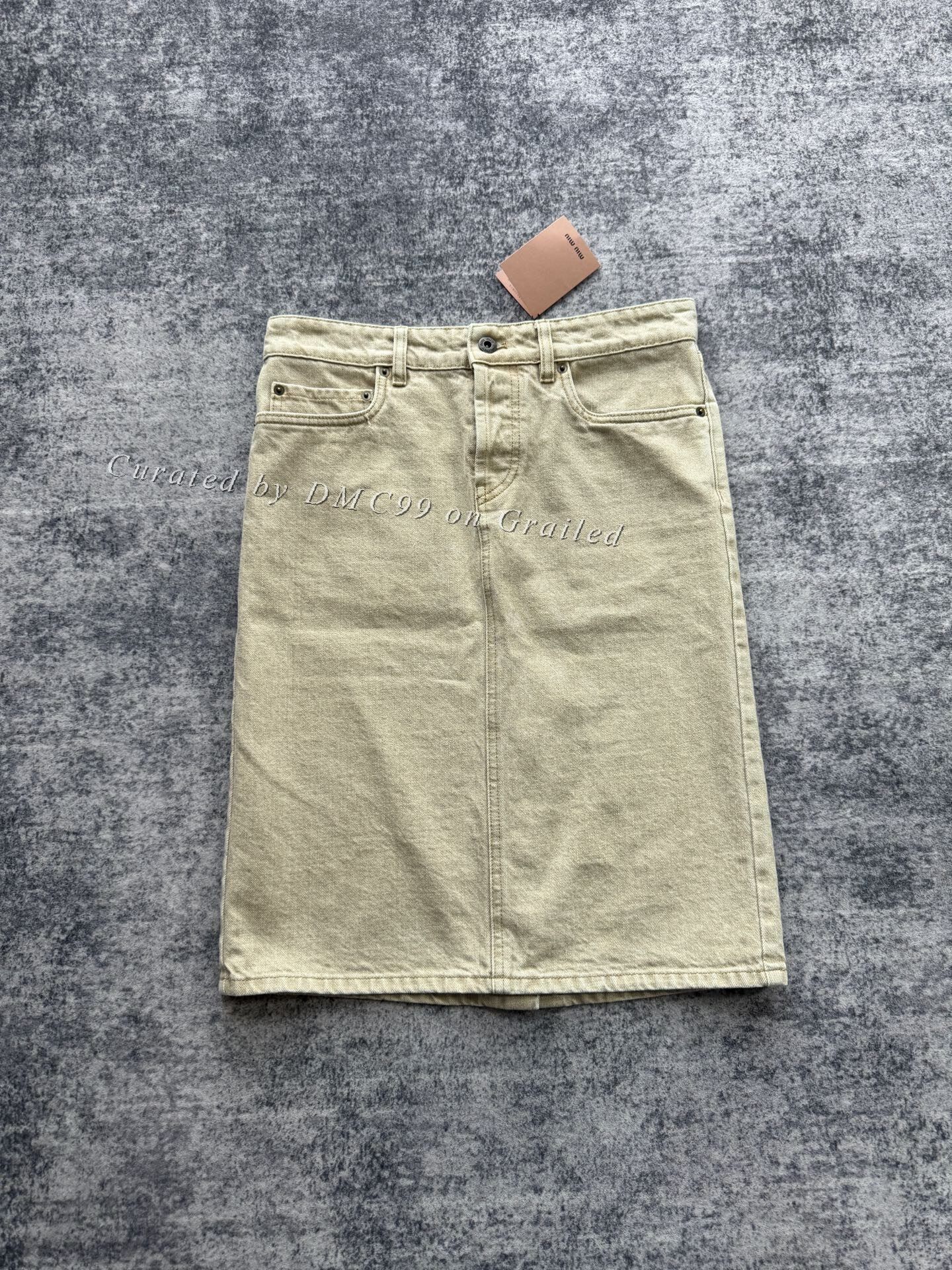 Miu Miu Miu Miu Khaki Denim Skirt Size 36" / US 14 / IT 50 - 1 Thumbnail