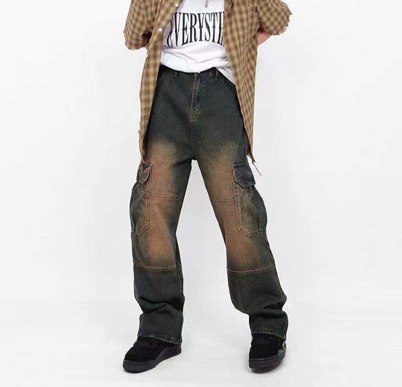 Vintage homemade washed distressed work jeans