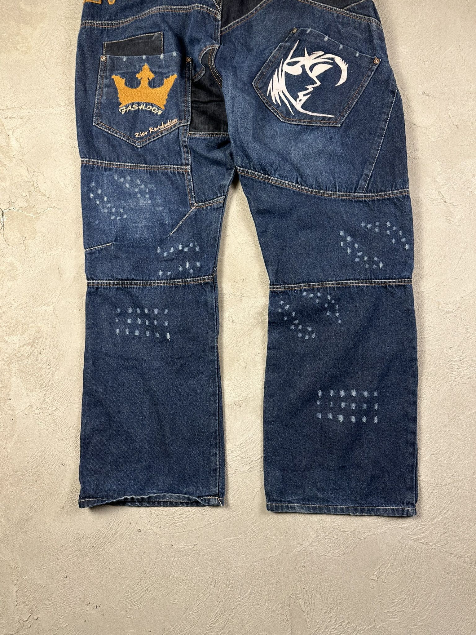 Japanese Brand Vintage Y2k Avant Garde Oversized Printed Hiphop Denim Pants Size US 36 / EU 52 - 8 Thumbnail