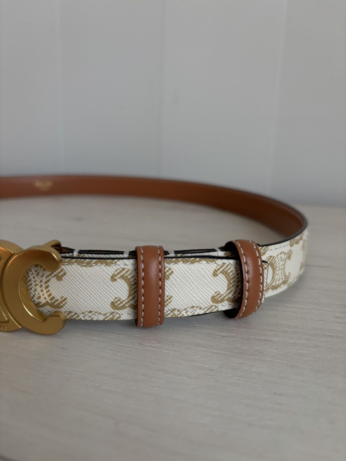 Celine Celine Paris Triomphe Gray/Brown Monogram Belt Made in Italy Size ONE SIZE - 4 Thumbnail