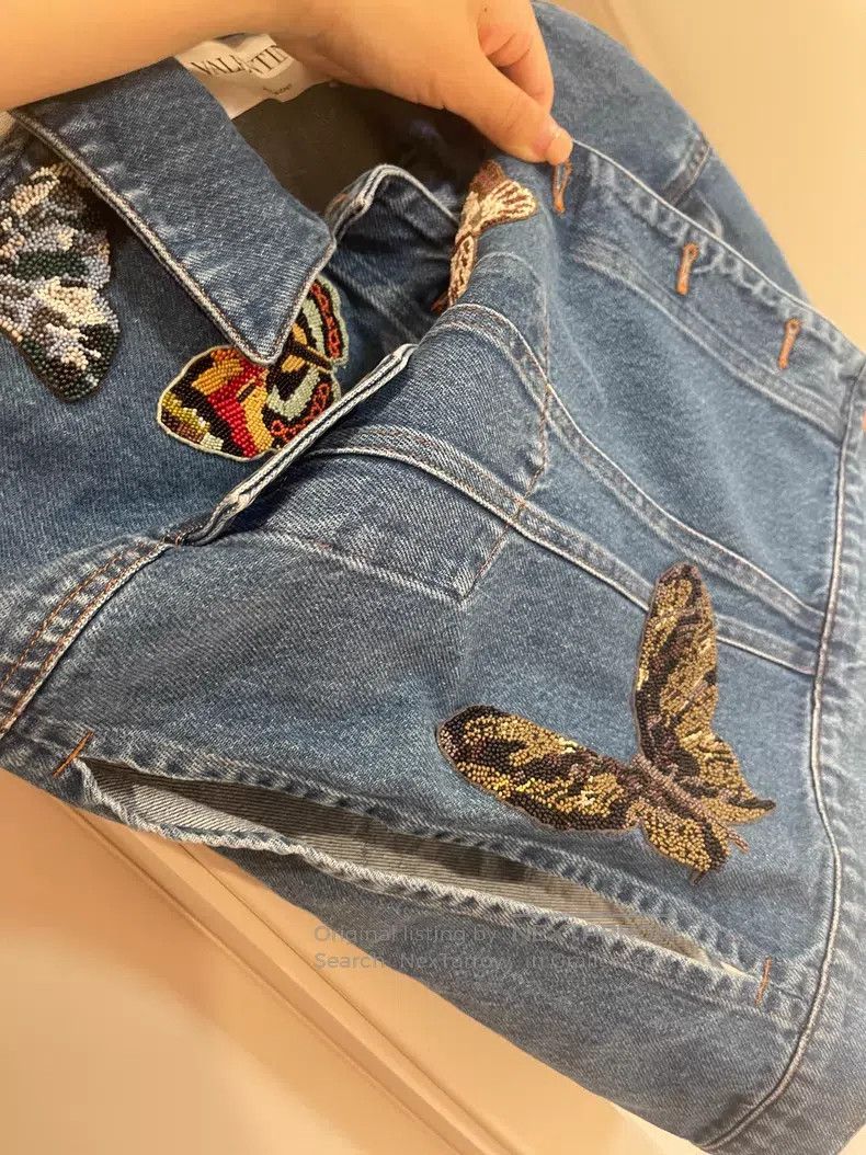 Valentino Valentino Butterfly embroidered denim jacket Size S / US 4 / IT 40 - 5 Thumbnail