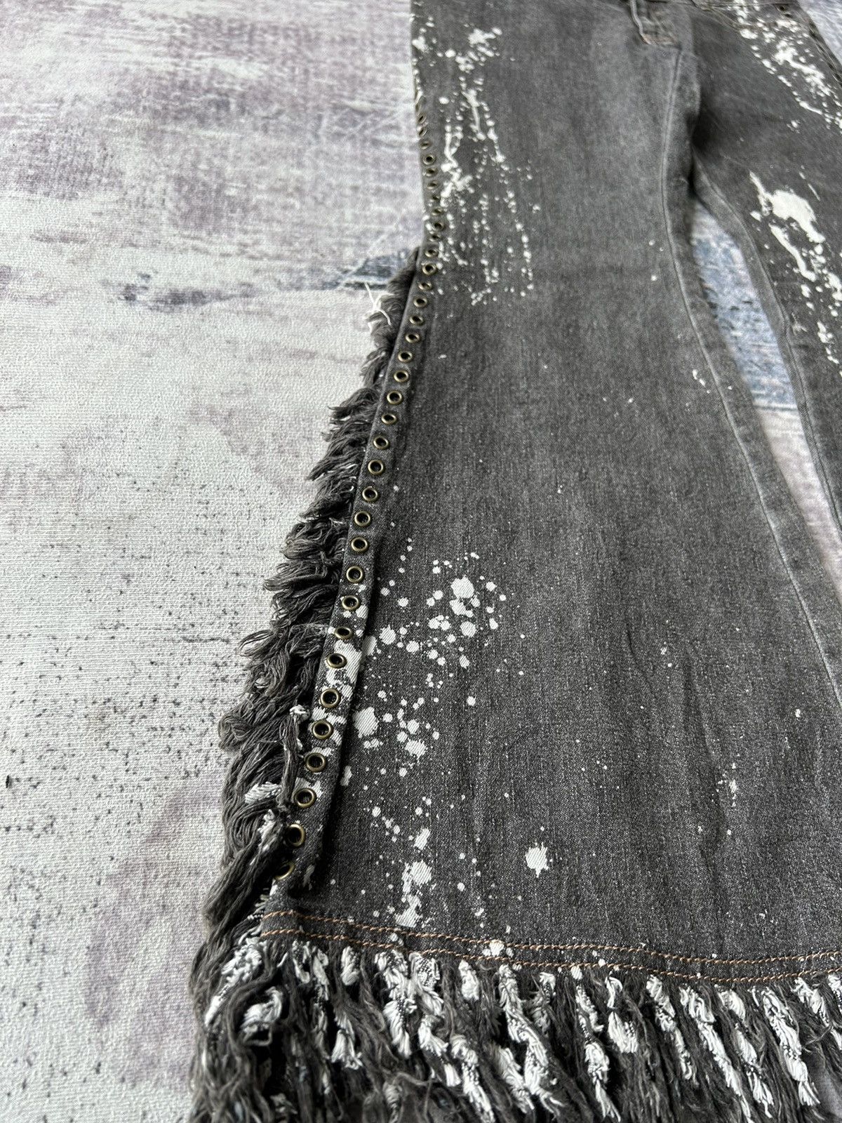 14th Addiction Flared Punk Style Painted Jeans Size US 29 - 7 Thumbnail