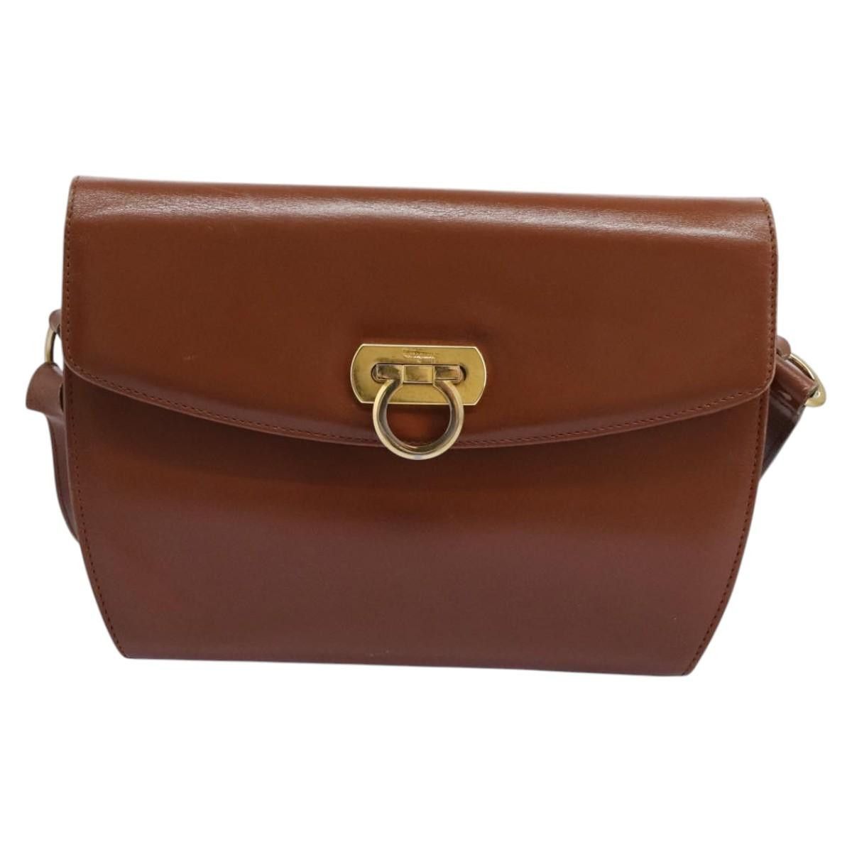 Salvatore Ferragamo Gancini Brown Leather Shoulder Bag (Pre-Owned) Size ONE SIZE - 1 Thumbnail