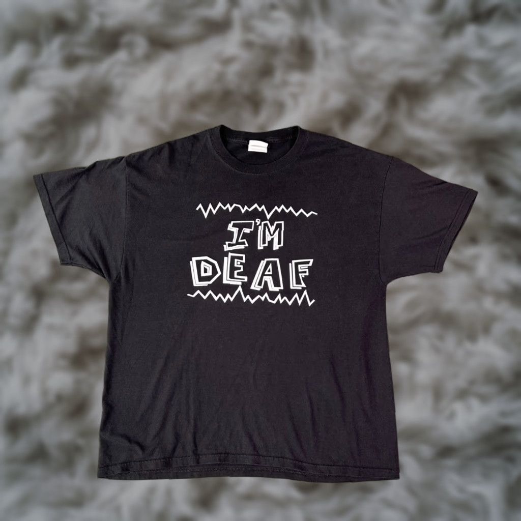 Hanes VINTAGE Hanes Heavyweight Black Shirt L Men I’m Deaf 90s T-Shirt Cotton 50/50 Crew Neck Short Sleeve Ready Wear Mens Size US L / EU 52-54 / 3 - 1 Thumbnail