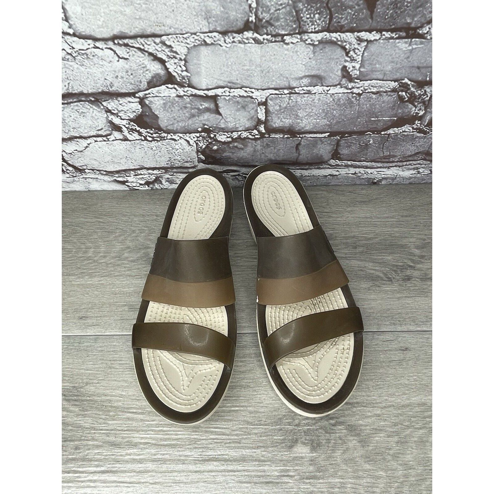 Crocs CROCS CIABATTA 200031 COLORBLOCK BROWN TAN SLIP ON WEDGE SA Size US 9 / IT 39 - 12 Thumbnail