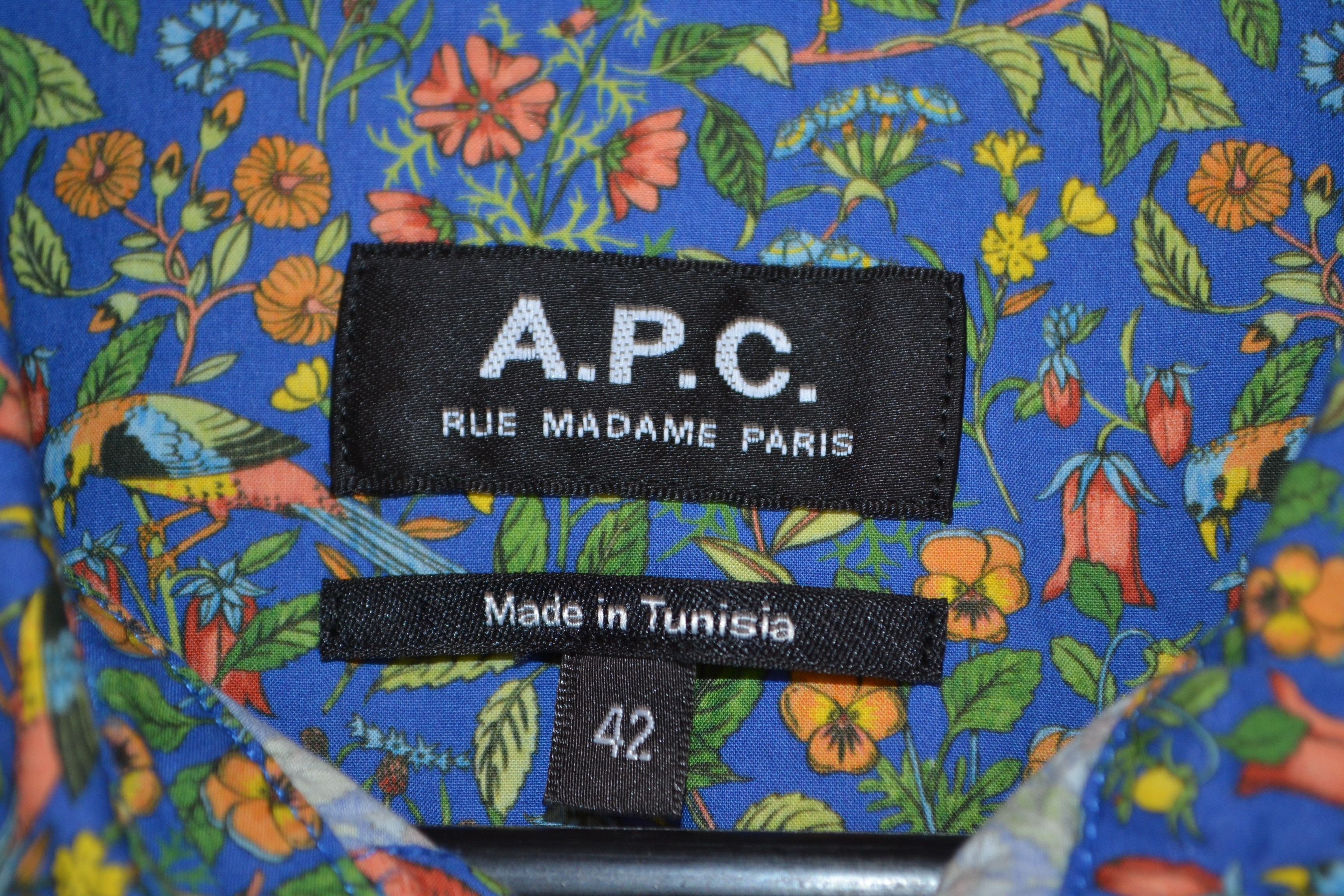 A.P.C. A.P.C. Short Sleeve Floral Birds Shirt 42 M-L Size US L / EU 52-54 / 3 - 6 Thumbnail