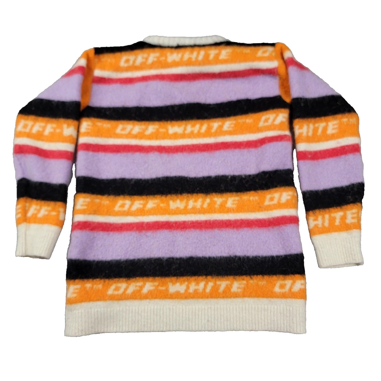 Off-White Off-White Sweater Kids Size 10 Multi-Color Stripe Logo Wool Size L / US 10 / IT 46 - 1 Thumbnail