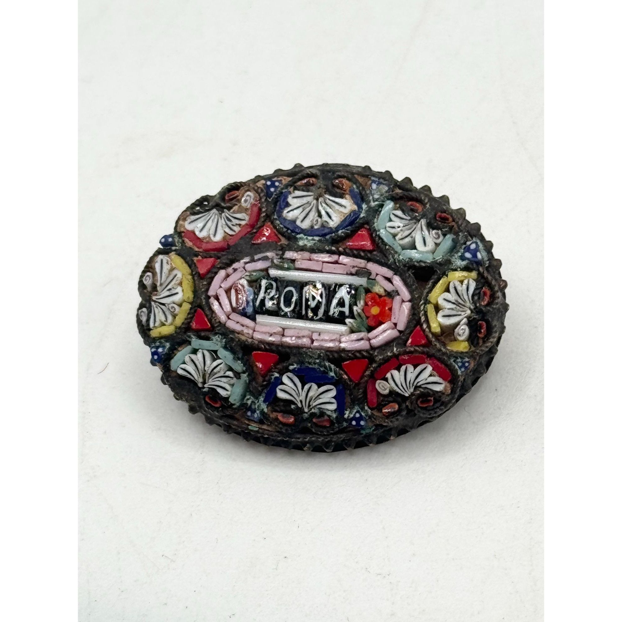 Vintage Vintage estate Roma Italy Micro Mosaic Brooch Pin Size ONE SIZE - 1 Thumbnail