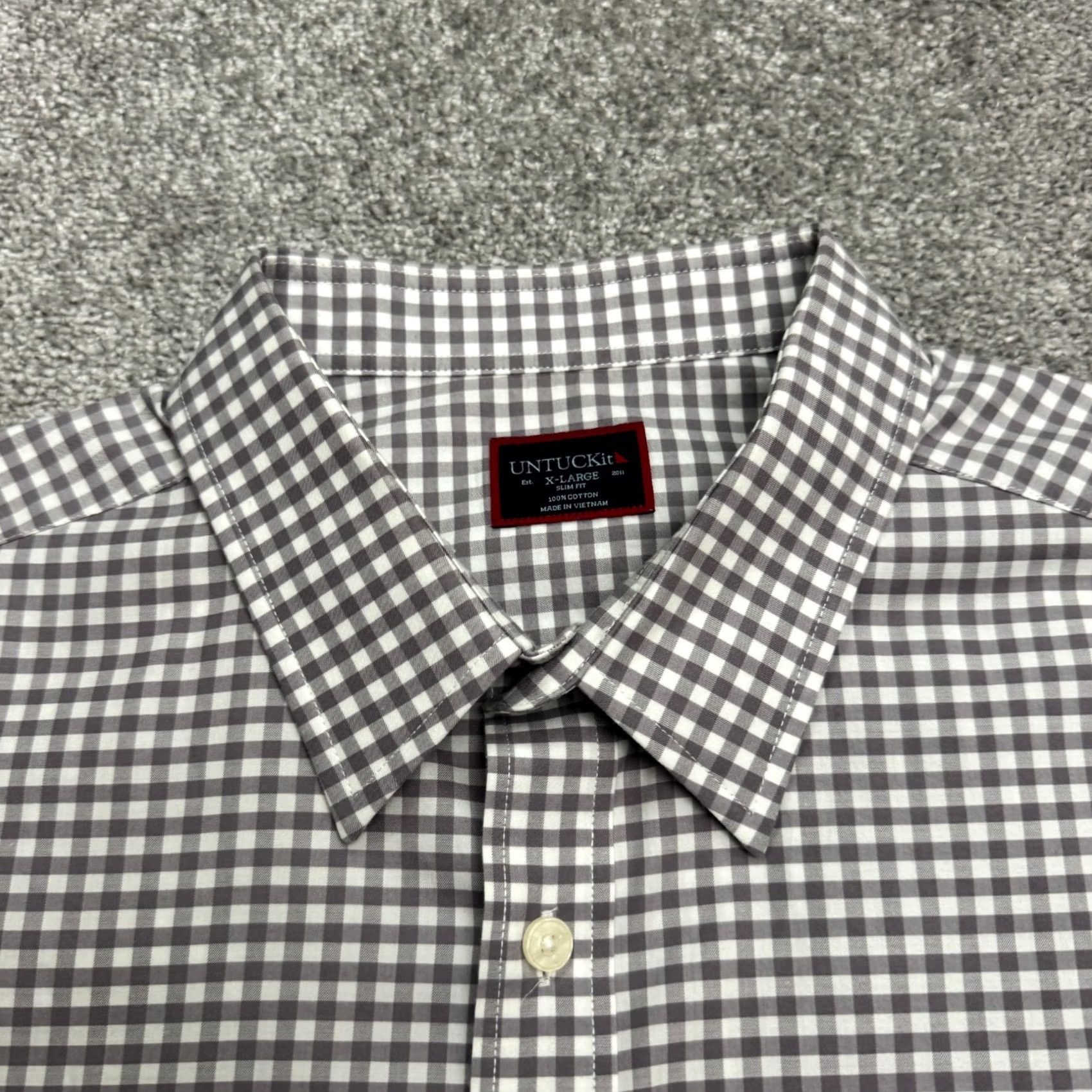 UNTUCKit UNTUCKit Slim Fit Button Down Shirt Mens XL Gray Gingham Check Cotton Slide-Through Shirt Open-Layout: Button-Up, Classic, Preppy, Designer Size US XL / EU 56 / 4 - 3 Thumbnail
