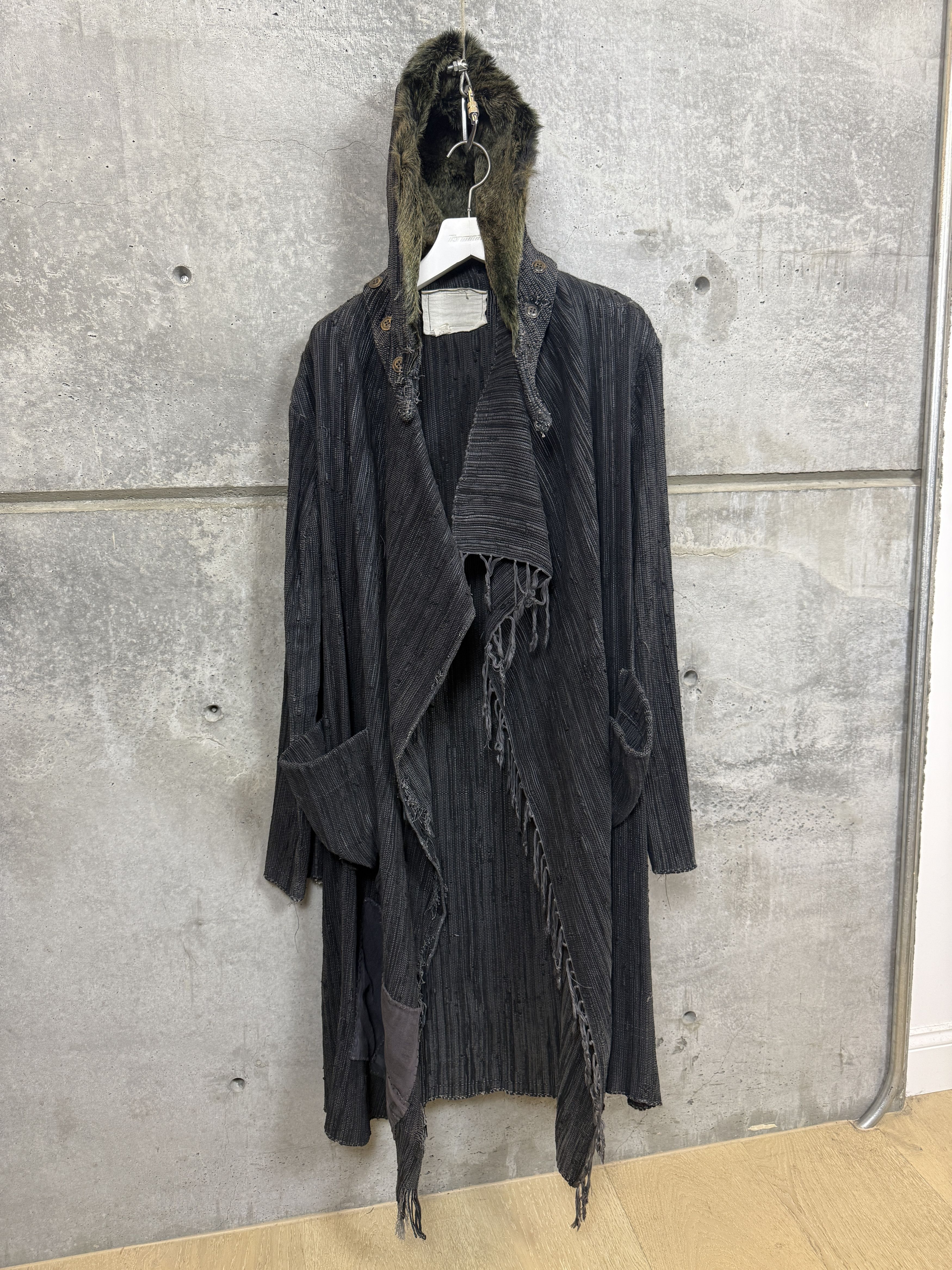 Greg Lauren FW16 Greg Lauren Fur Hood Charcoal Woven Leather Nomad Coat Size US L / EU 52-54 / 3 - 2 Thumbnail