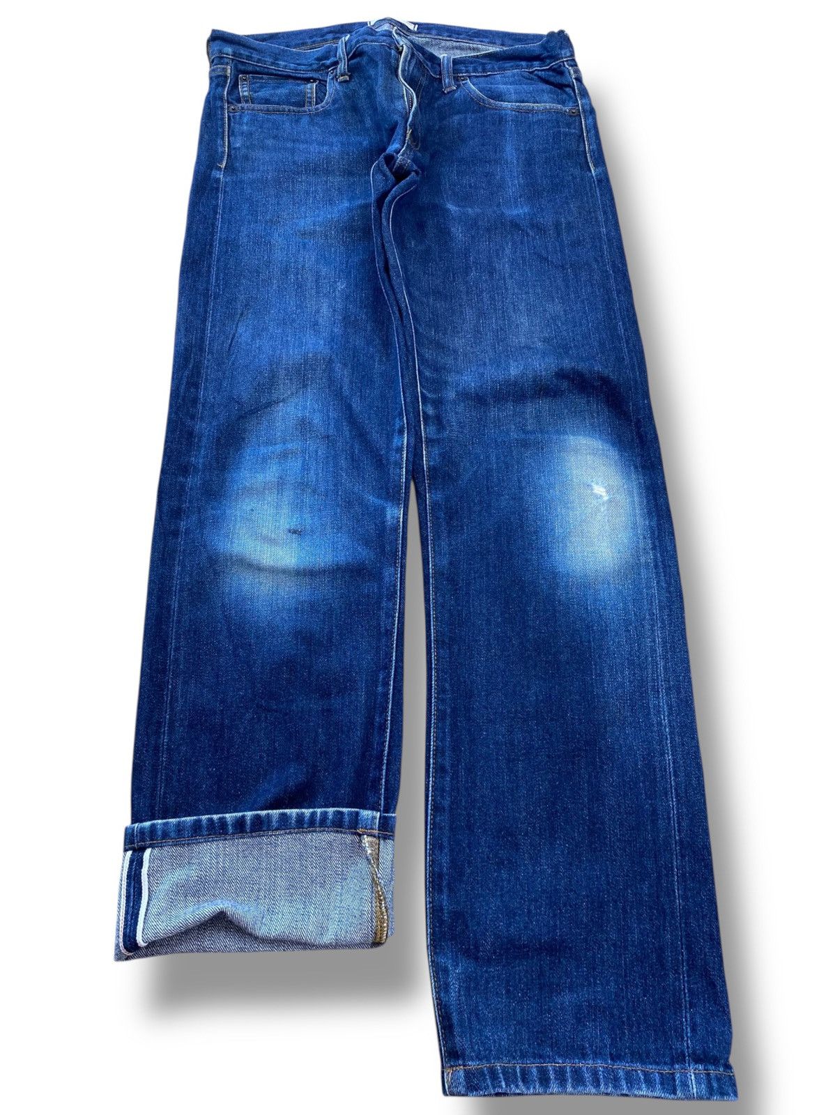 Uniqlo Uniqlo X Selvedge Blue Wash Knee Style Straight Leg Jeans Size US 32 / EU 48 - 1 Thumbnail
