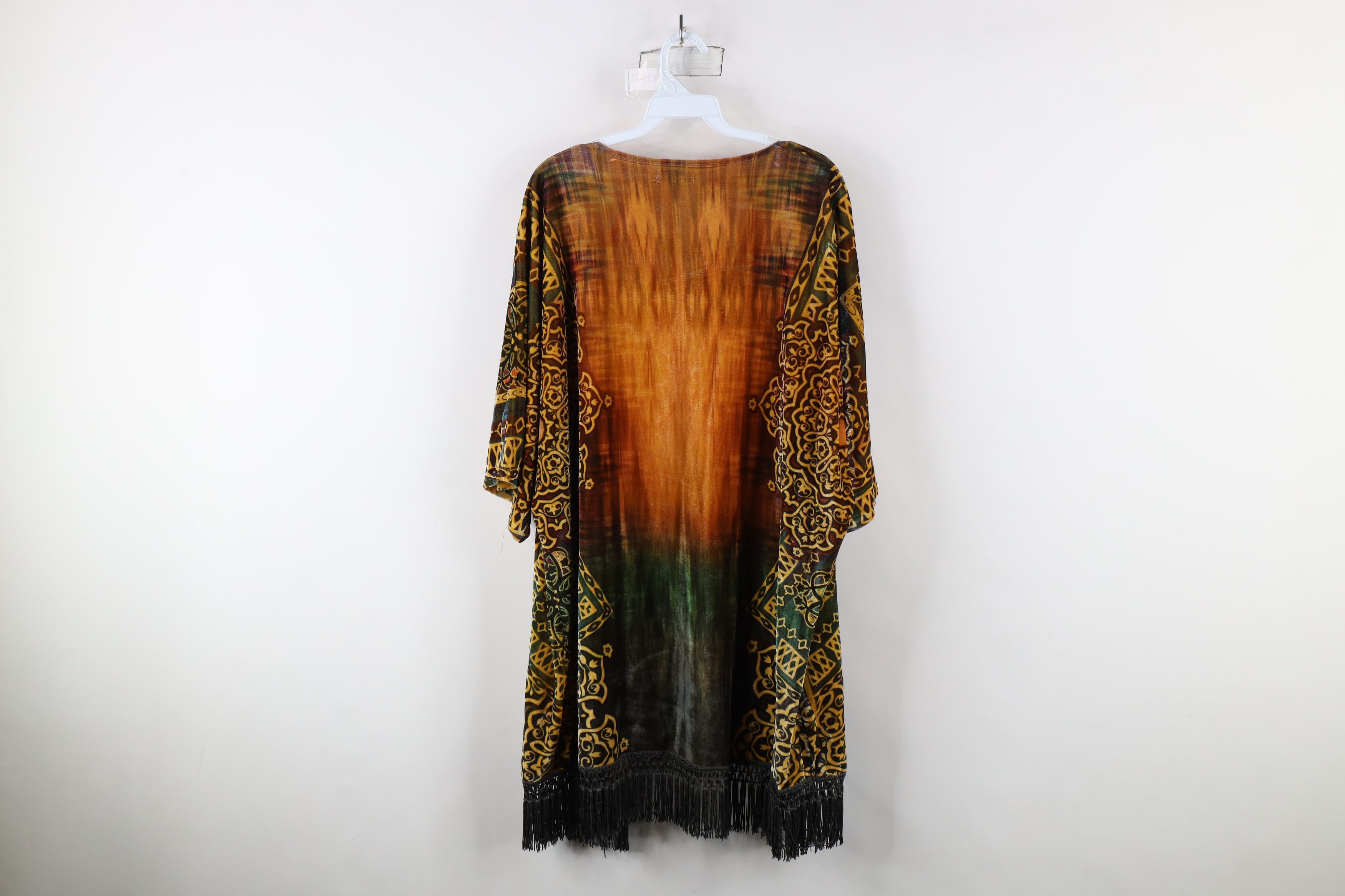 Vintage Vintage 90s Boho Chic Geometric Fringed Open Front Cardigan Size XL / US 12-14 / IT 48-50 - 11 Thumbnail