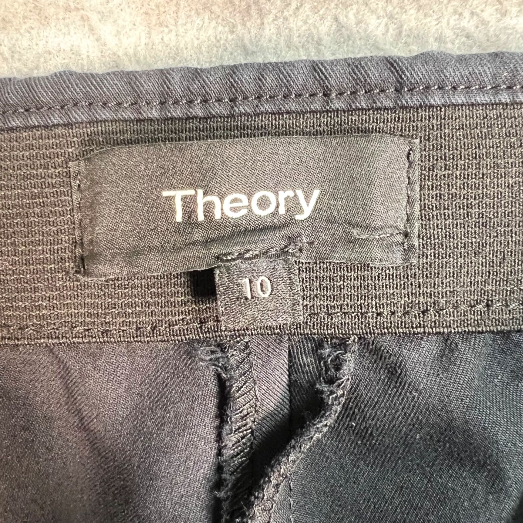 Theory Theory Womens Size 10 Black Tapered Dress Pants Cotton Blend Elastic Waist Size 32" / US 10 / IT 46 - 3 Thumbnail