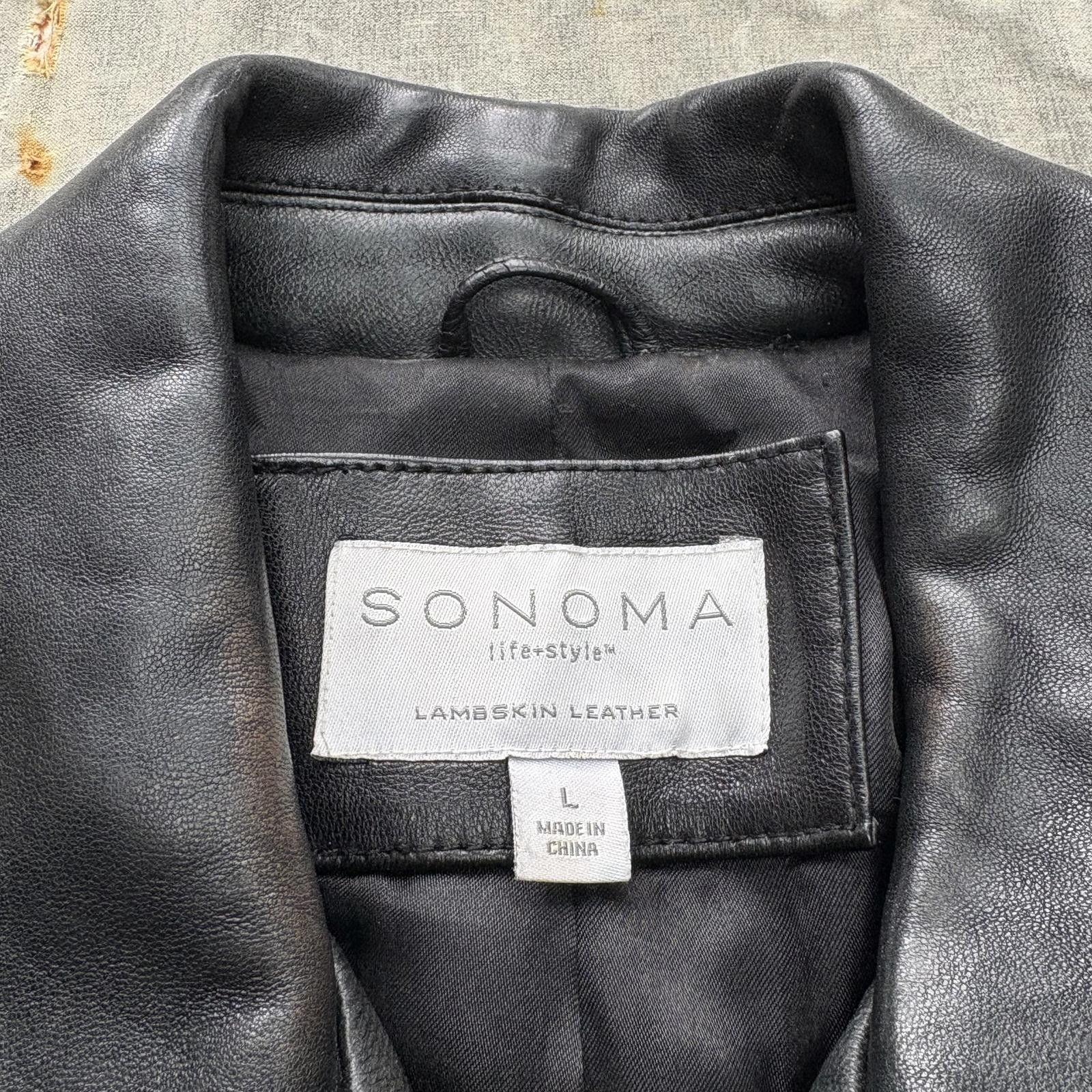 Sonoma Vintage Y2K Sonoma Black Leather Grunge Skater Jacket Size US L / EU 52-54 / 3 - 2 Thumbnail