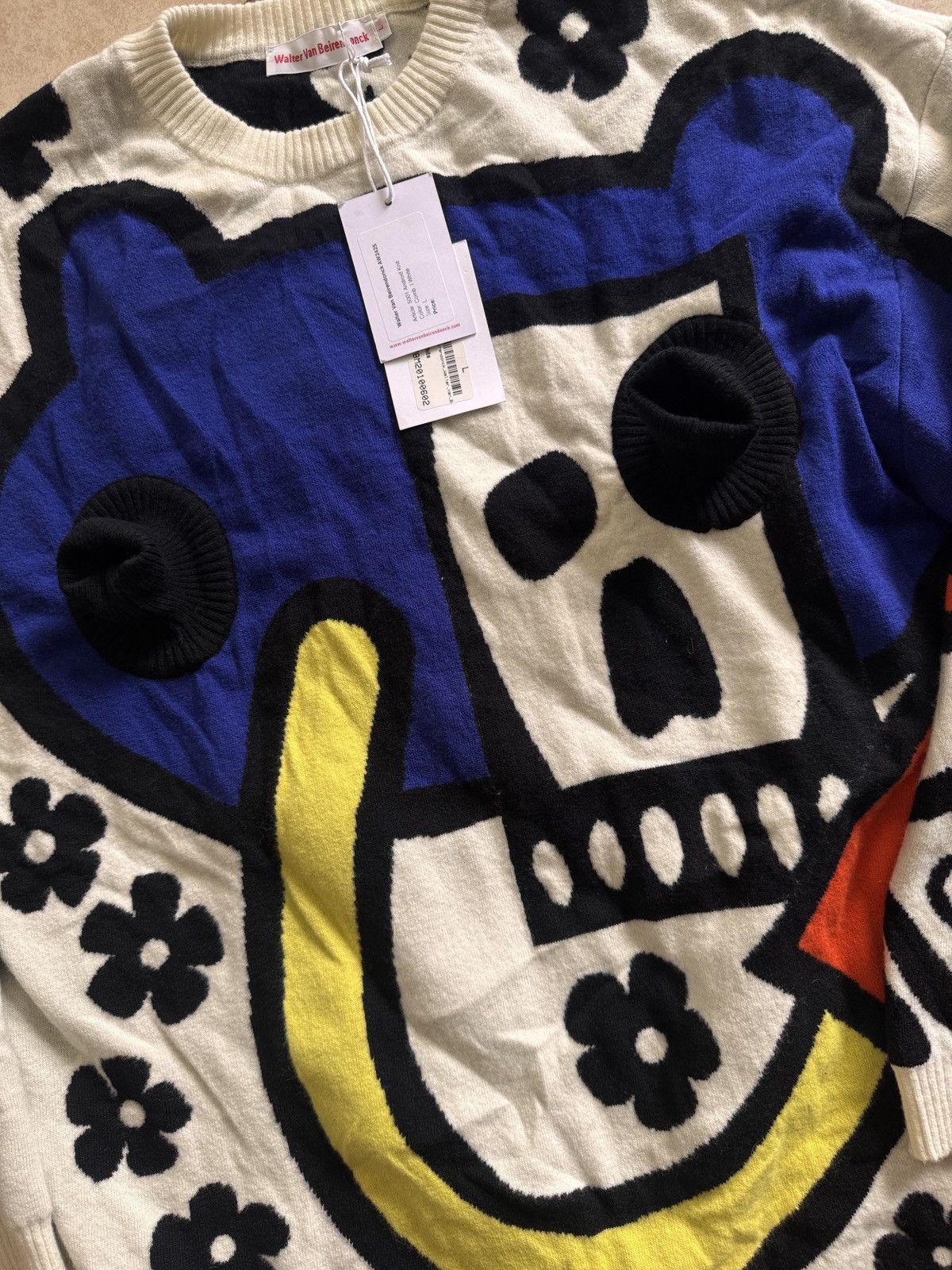 Designer × Walter Van Beirendonck WALTER VAN BEIRENDONCK Android Knit Sweater - Comb. I White Size US L / EU 52-54 / 3 - 8 Thumbnail