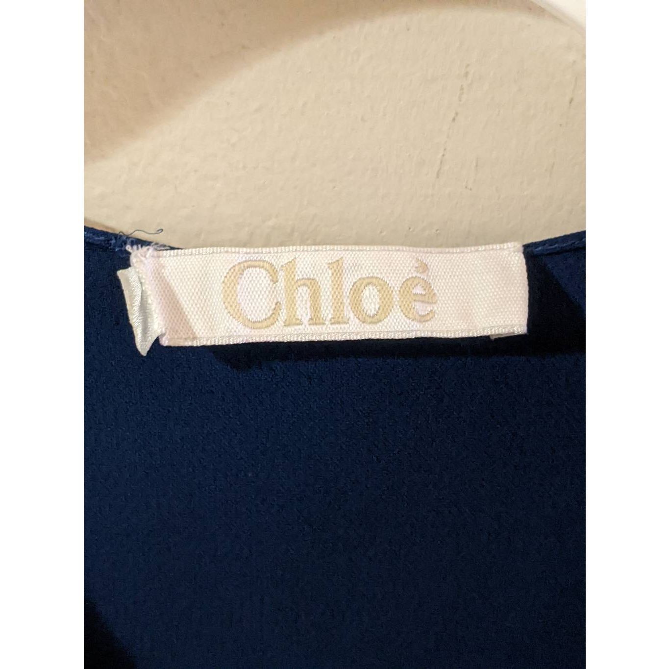 Chloe Chloé Navy Blue Sleeveless Blouse V-Neck Tie Shoulder Elegan Size XS / US 0-2 / IT 36-38 - 3 Thumbnail