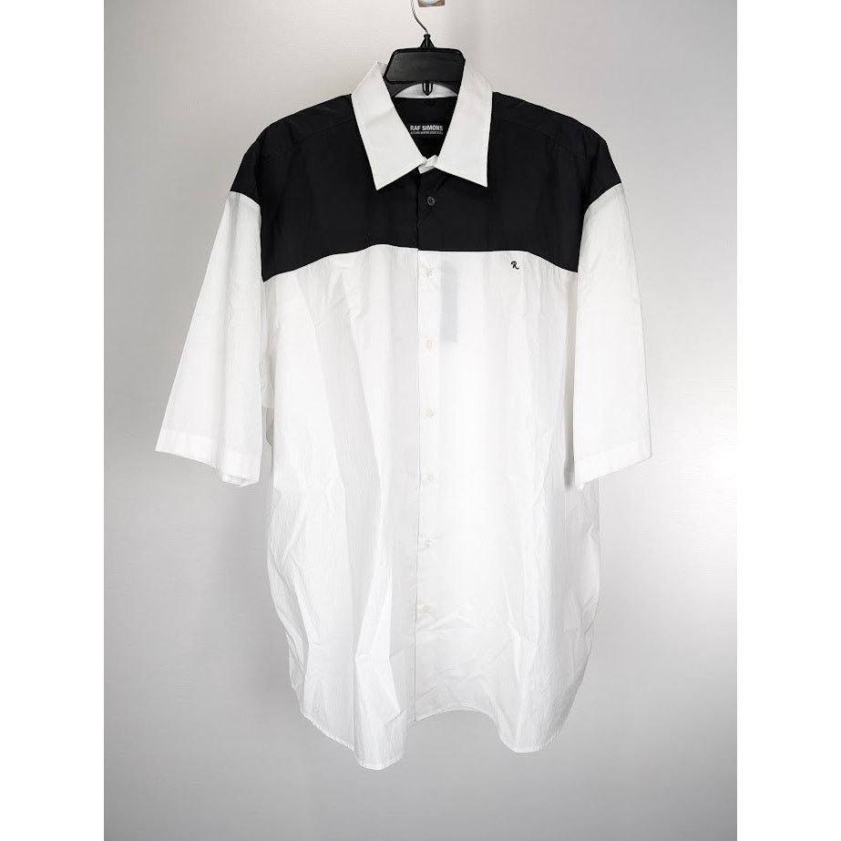 Raf Simons o1rshd1 Americano Bicolor Shirt With Embroidery White/Black Size US L / EU 52-54 / 3 - 1 Thumbnail