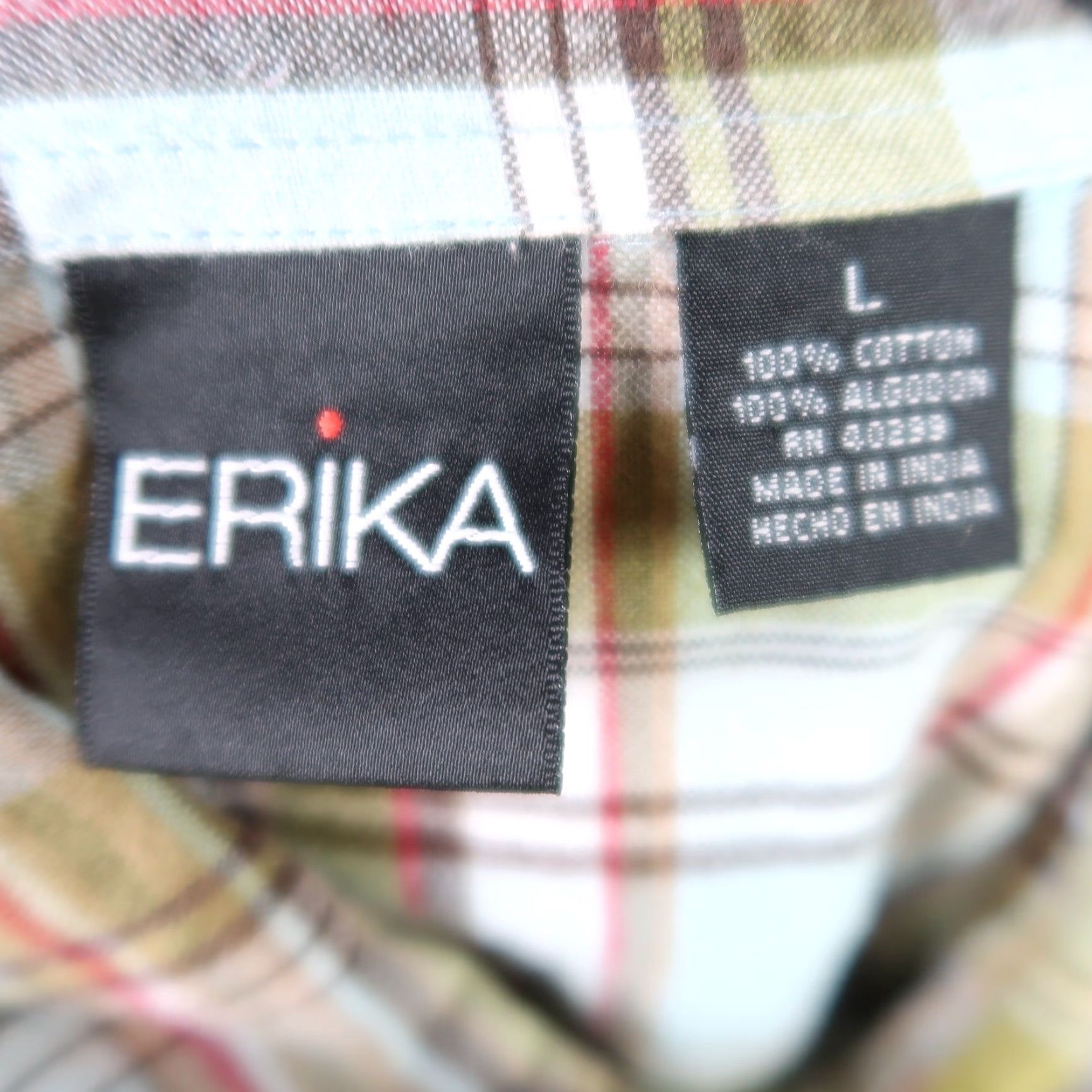 Vintage VINTAGE Erika Plaid Shirt Women 90s Short Sleeve Button-Up L Blue Green Casual 100% Cotton Size L / US 10 / IT 46 - 5 Thumbnail