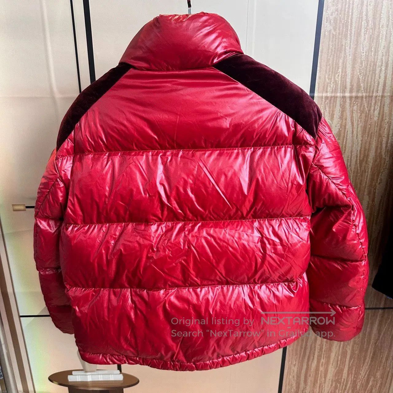 Moncler Moncler Red Velvet Panel Down Jacket. Size S / US 4 / IT 40 - 2 Thumbnail