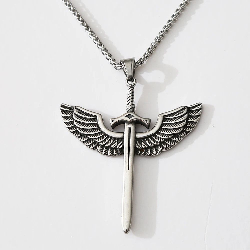 Other Vintage Angel Sword Cross Pendant Necklace Size ONE SIZE - 6 Thumbnail