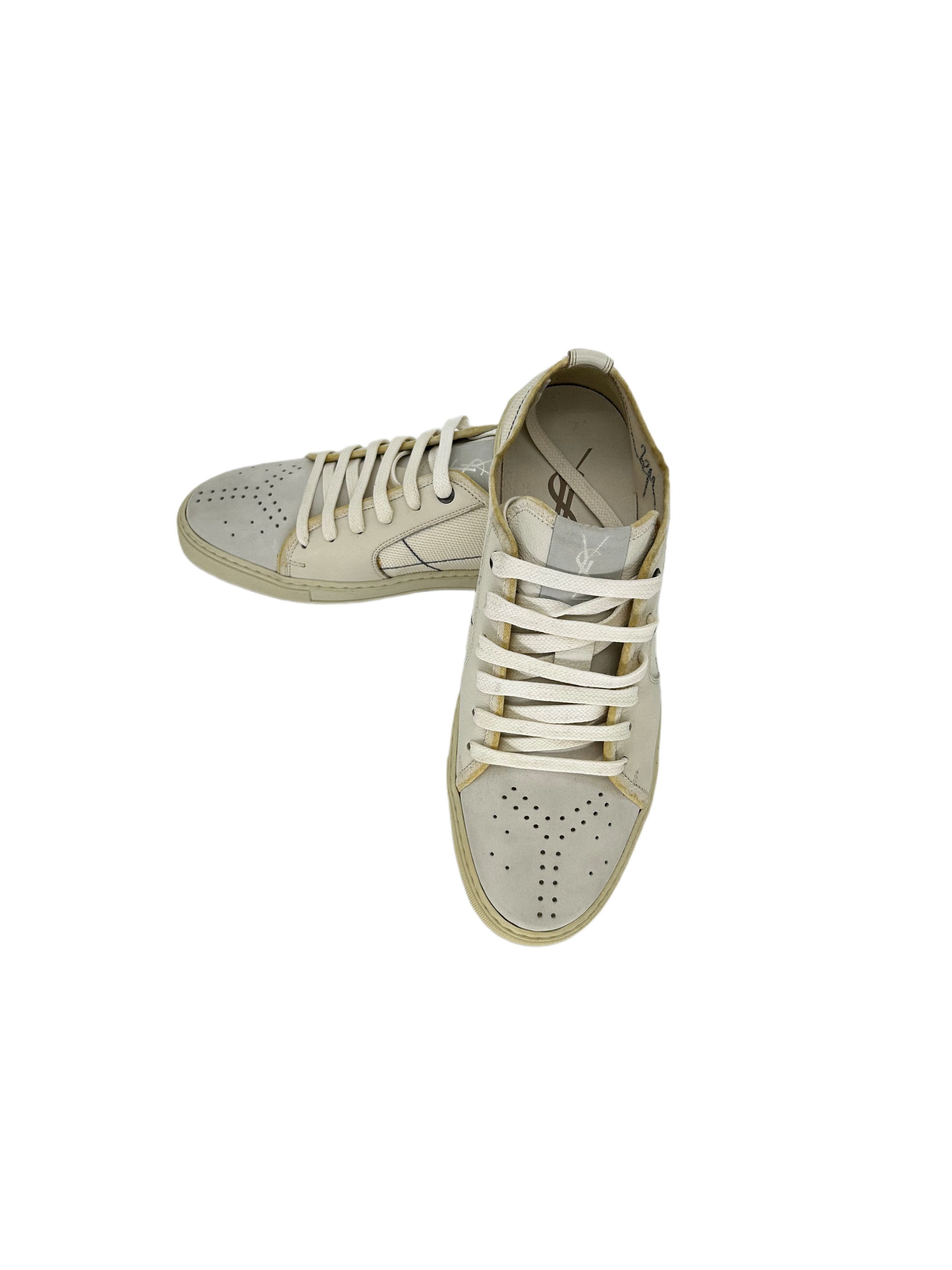 Yves Saint Laurent Yves Saint Laurent White Leather / Canvas Trainers Size US 6 / EU 39 - 4 Thumbnail