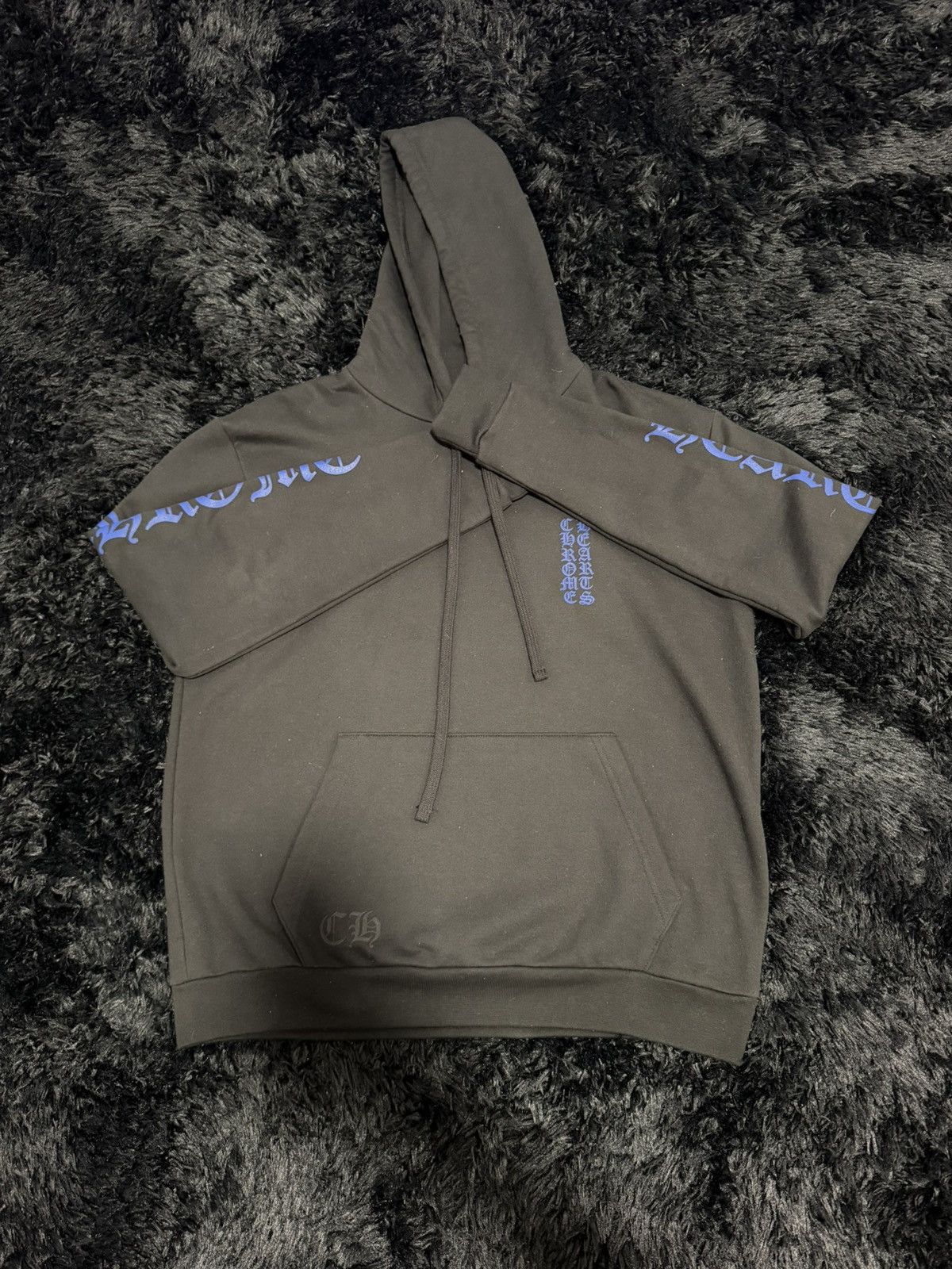 Chrome Hearts Vertical Logo Hoodie Black/Blue
