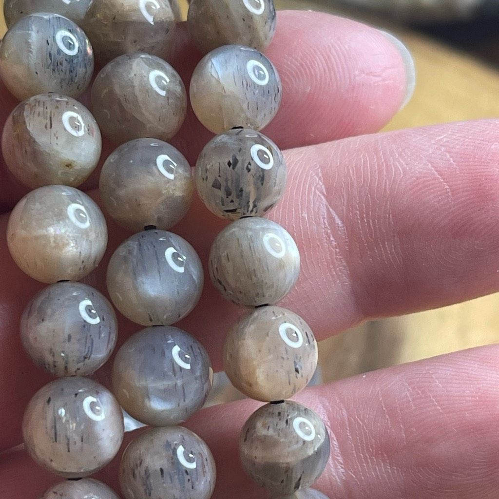 Other Skeleton skeletal moonstone stretch beaded bracelet 7” crystal healing beads 8mm ONE NEW Size ONE SIZE - 9 Thumbnail