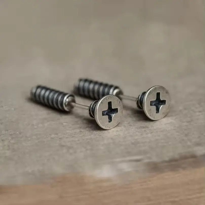 Jewelry Punk Hiphop Style Screw Stud Earrings Size ONE SIZE - 1 Thumbnail