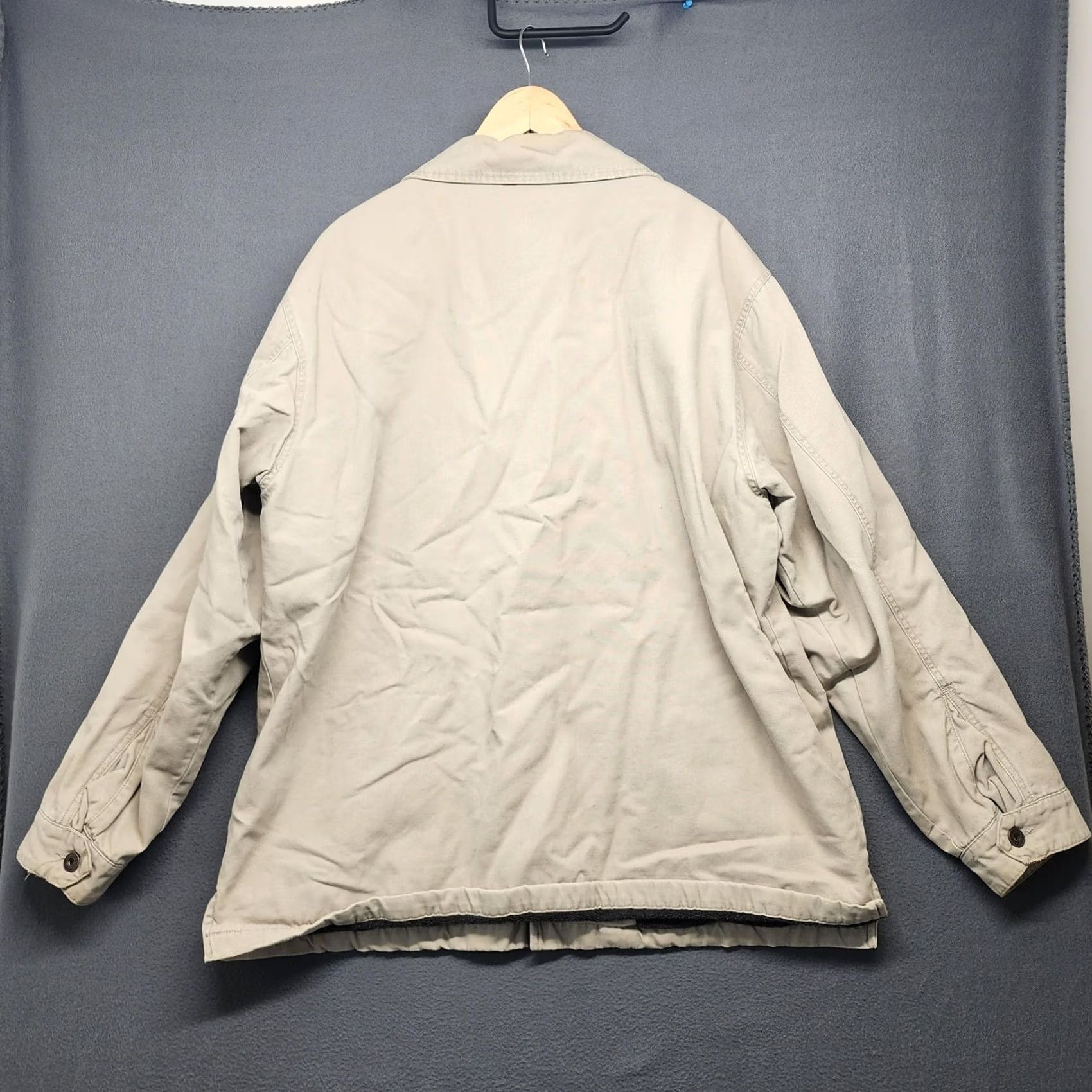 Old Navy Old Navy Painter's Jeans Jacket Mens L Khaki Fleece Lined Chore Work Shacket Size US 33 - 2 Thumbnail