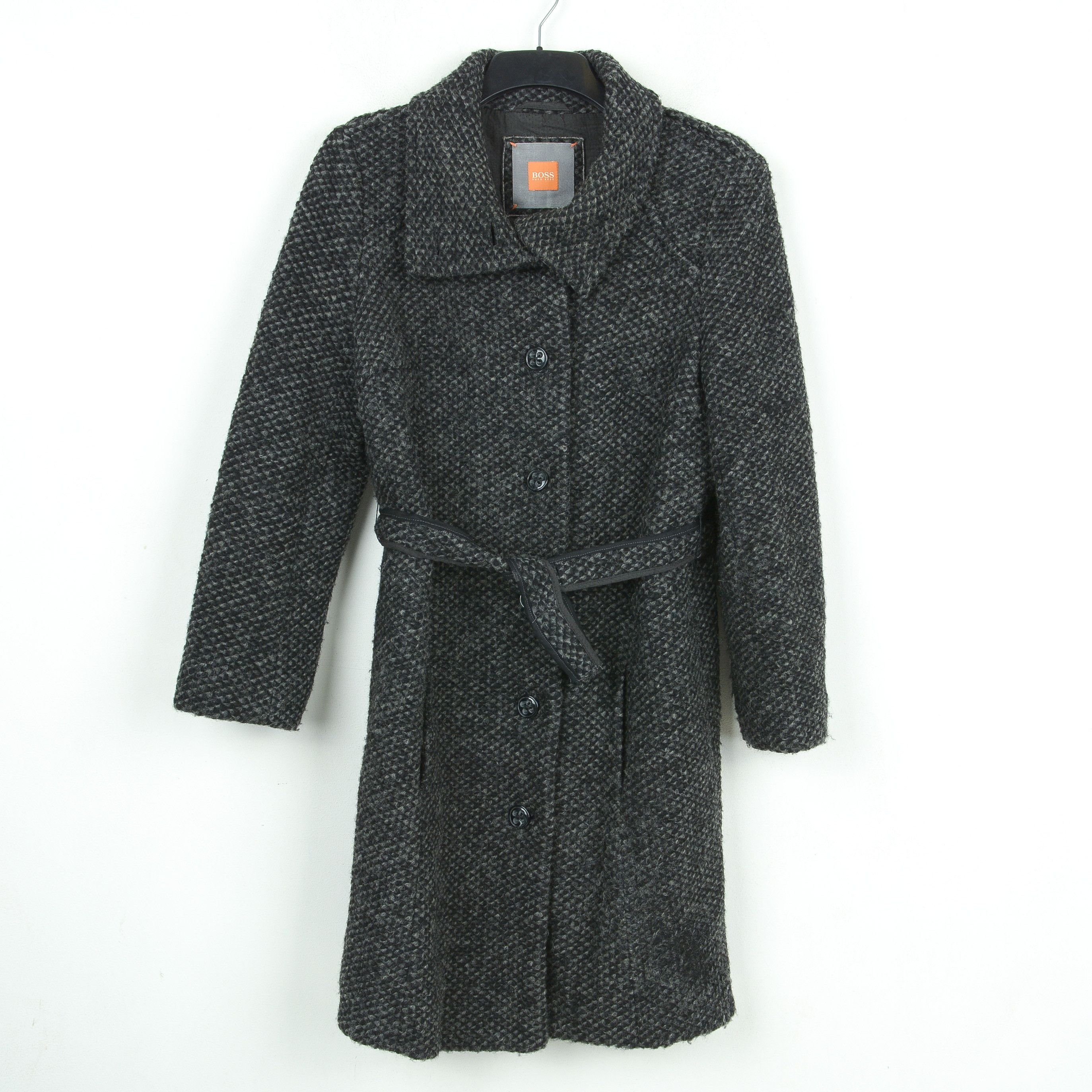 Hugo × Hugo Boss L Wool Coat Overcoat Belted Jacket Button Up Midi Outerwear Size L / US 10 / IT 46 - 2 Thumbnail