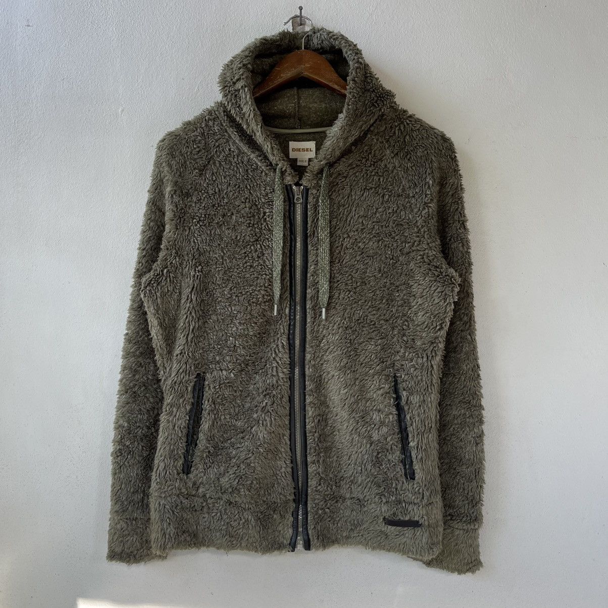 Diesel Diesel Made in Italy Fuzzy Boa Hoodie Olive Green Y2K Size US S / EU 44-46 / 1 - 14 Thumbnail