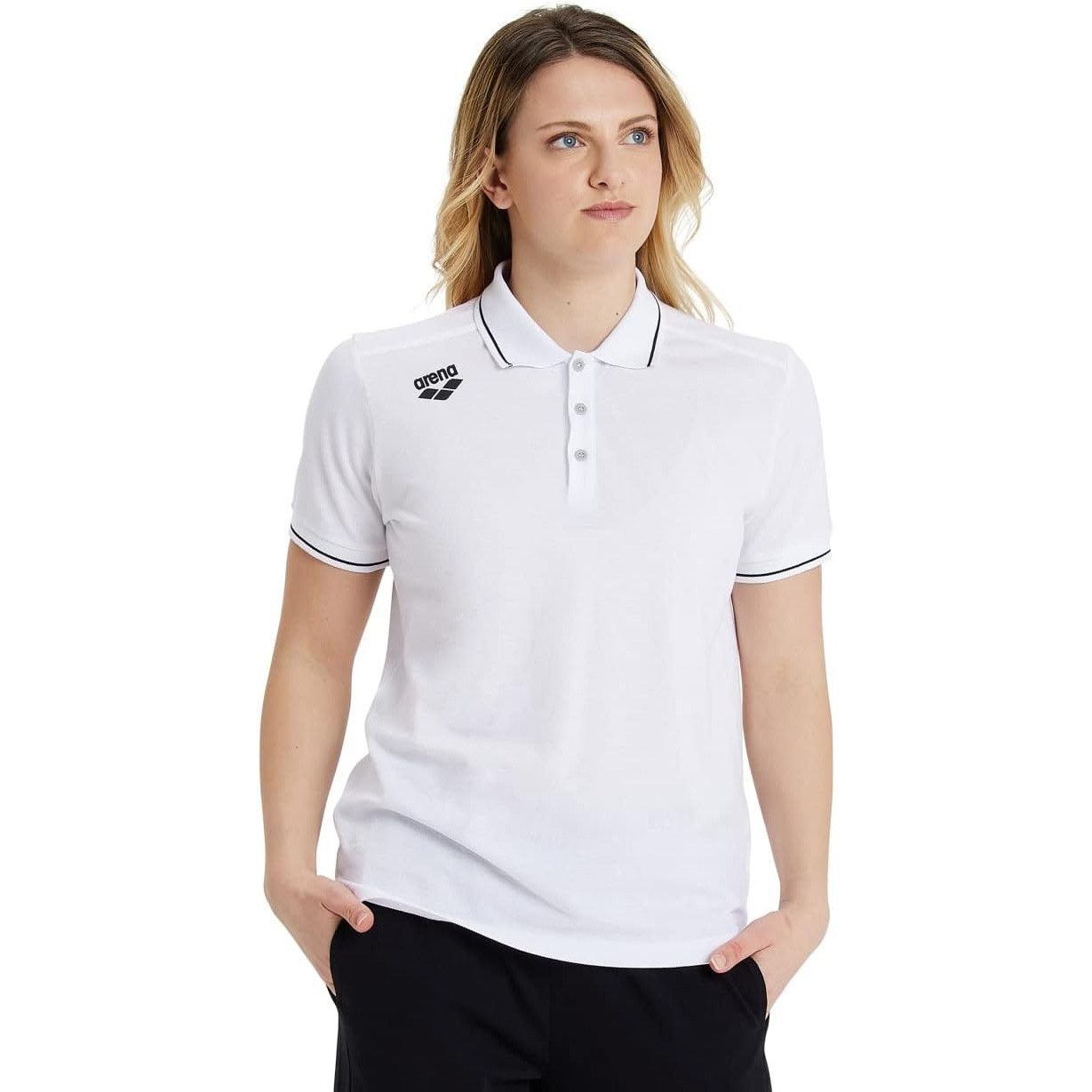 Other Arena Team Solid Polo Shirt White Cotton XL Unisex Regular F Size US XL / EU 56 / 4 - 2 Thumbnail