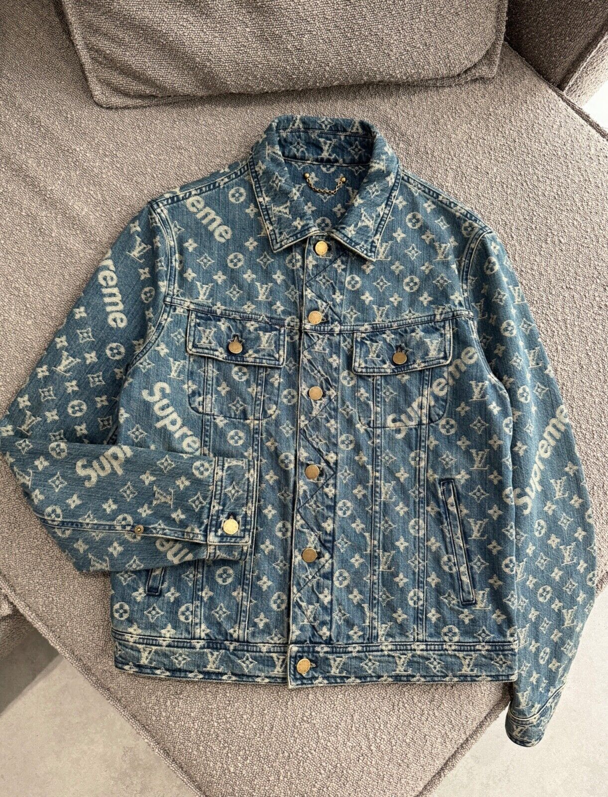 Supreme lv jeans jacket on sale