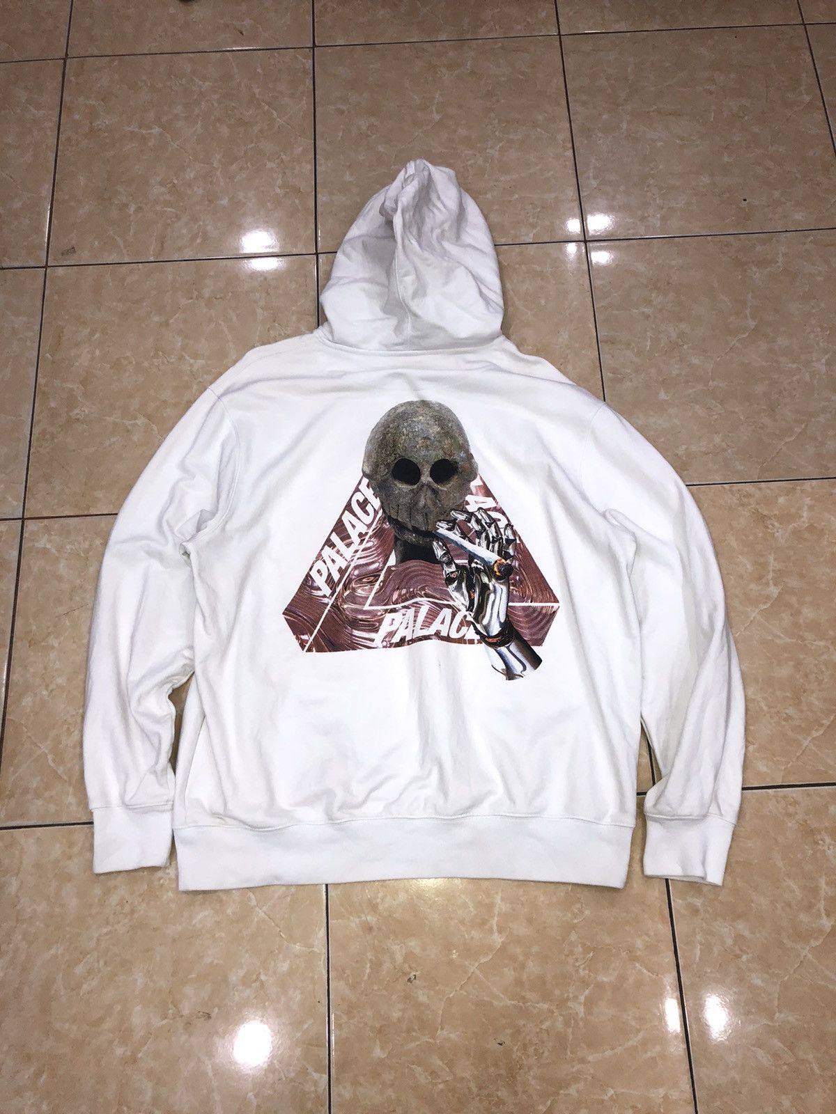 Image of Palace Skeledon Hood in White, Men's (Size 2XL)