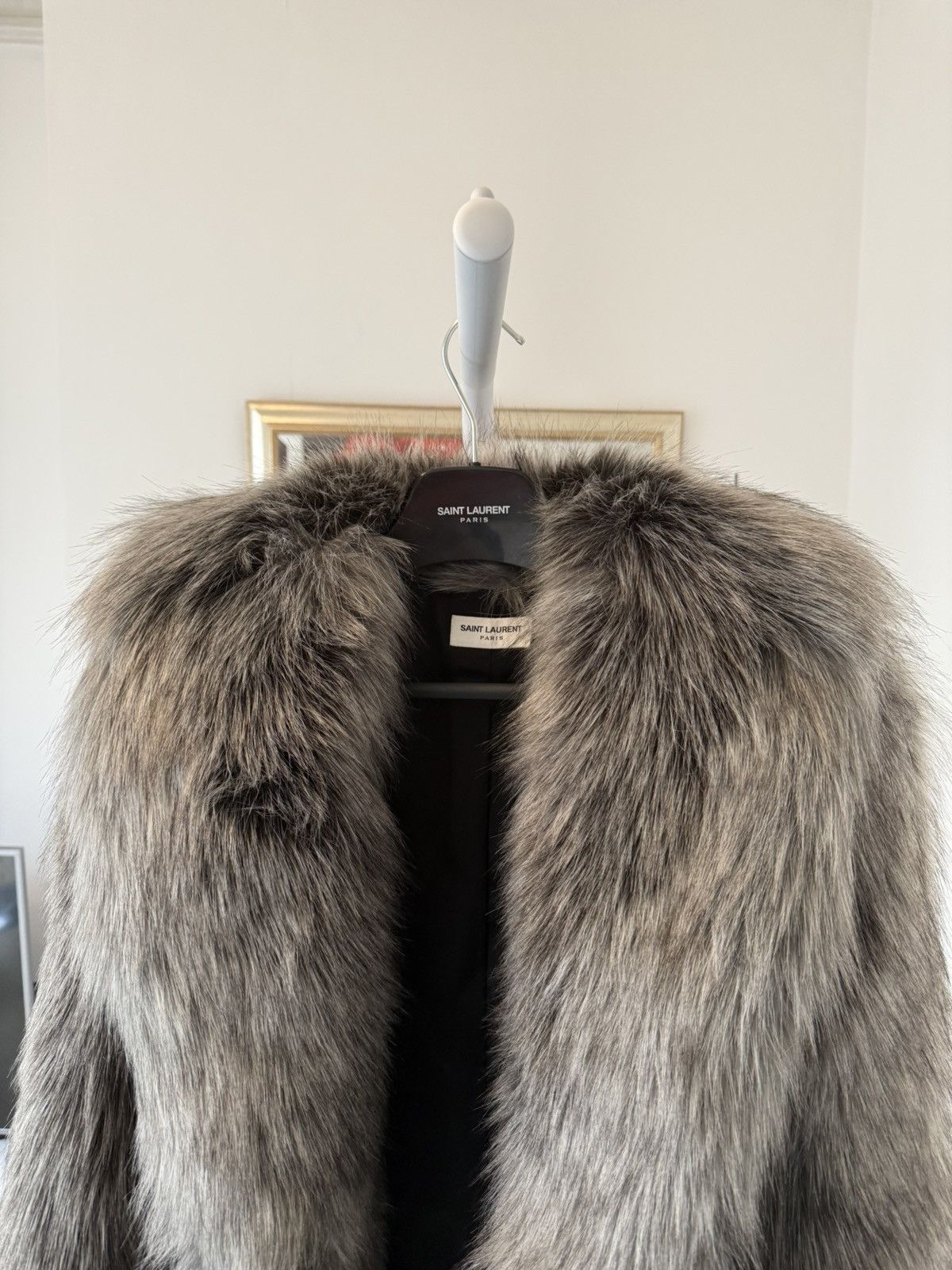 Saint Laurent Paris FW23 Saint Laurent Short Grey Animal-Free Fur Coat Size M / US 6-8 / IT 42-44 - 4 Thumbnail