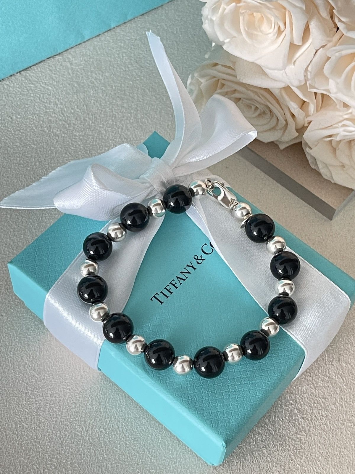 Tiffany & Co. Tiffany & Co. Black Onyx Silver Bracelet 10 mm Sz 8” in NEW Size ONE SIZE - 6 Thumbnail