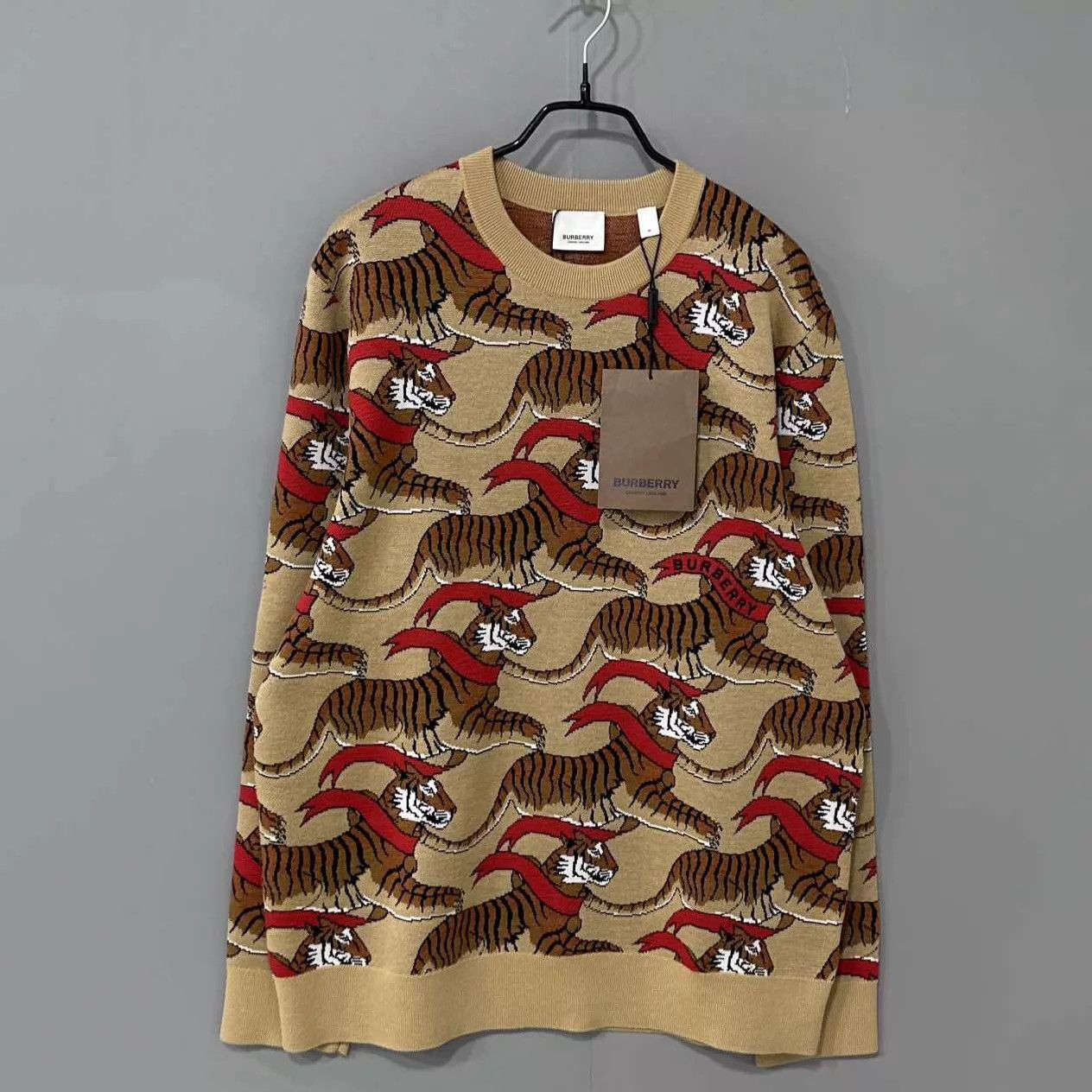 Burberry Burberry Khaki Tiger All-Over Print Sweater M Size US M / EU 48-50 / 2 - 1 Thumbnail
