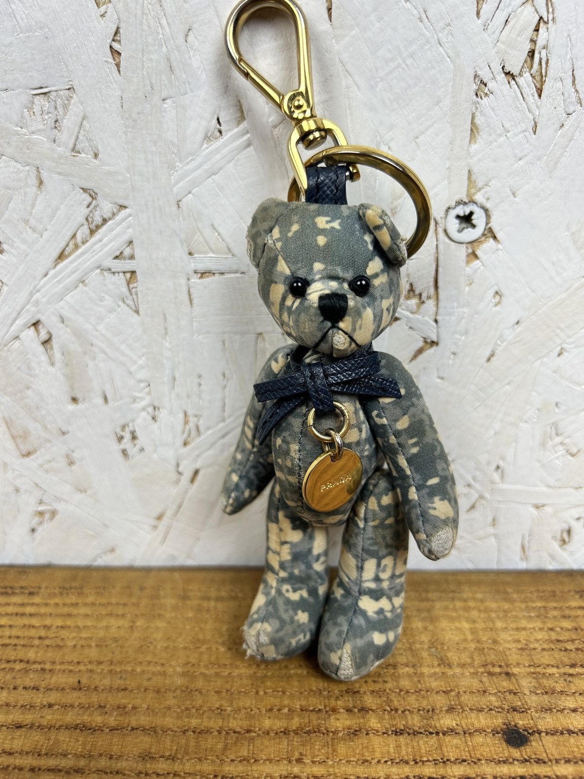 Prada Prada Camouflage Print Damaged Fabric Bear Charm Keychain Size ONE SIZE - 1 Thumbnail
