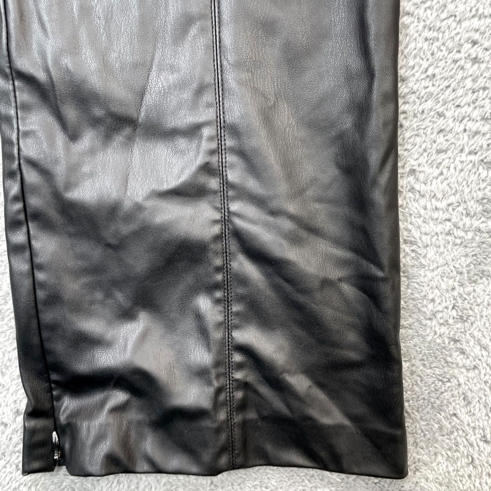 Zara Zara Pants Womens XL Black Flared Leg Leather Fleece Lined Ankle Zip Size 24" / US 00 / IT 34 - 6 Thumbnail