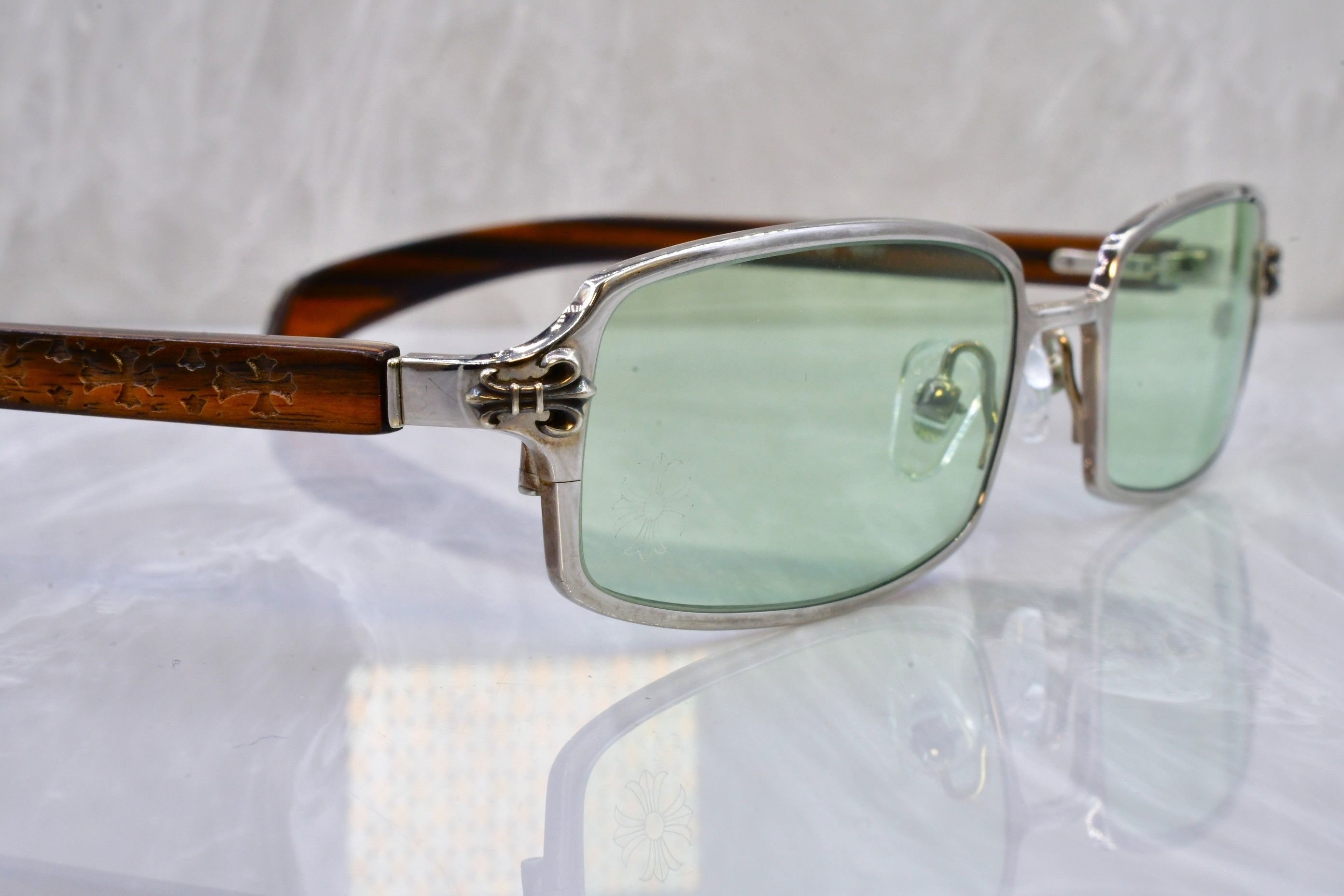 Chrome Hearts Chrome Hearts Web Rare vintage sunglasses 55/15 wood Size ONE SIZE - 8 Thumbnail