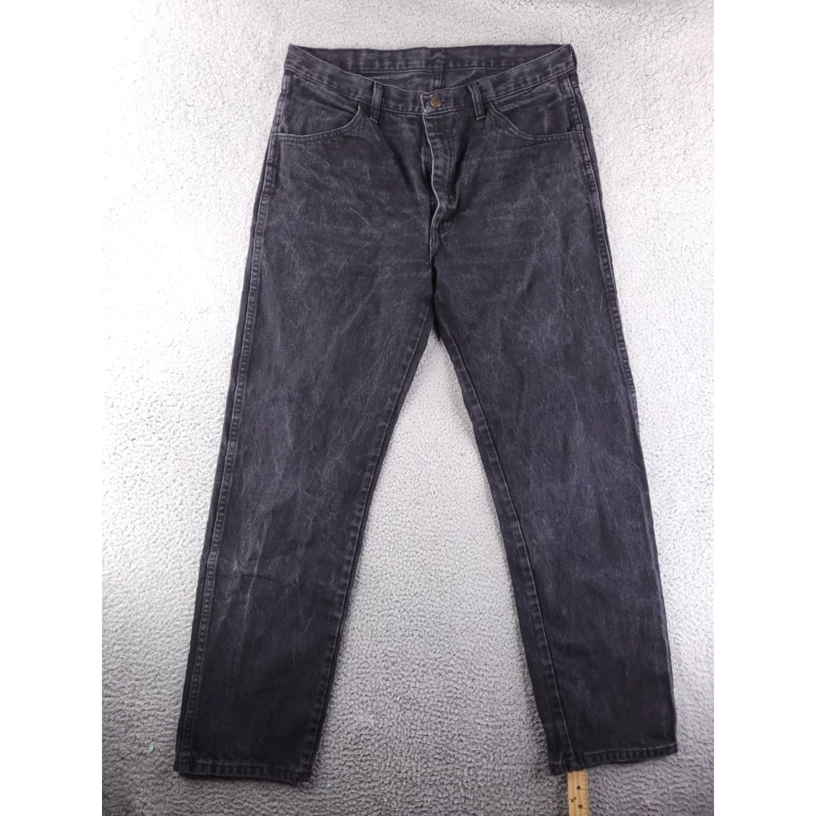 Wrangler Wrangler Jeans Mens 36x32 Black Straight Distressed Western Denim Pants Jeans Mens 36 Black Straight Distressed Western Size US 36 / EU 52 - 2 Thumbnail