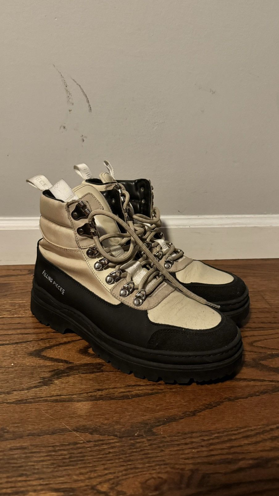 Filling Pieces Filling Pieces Beige on Black Hiking Boots Size US 9.5 / EU 42-43 - 1 Thumbnail