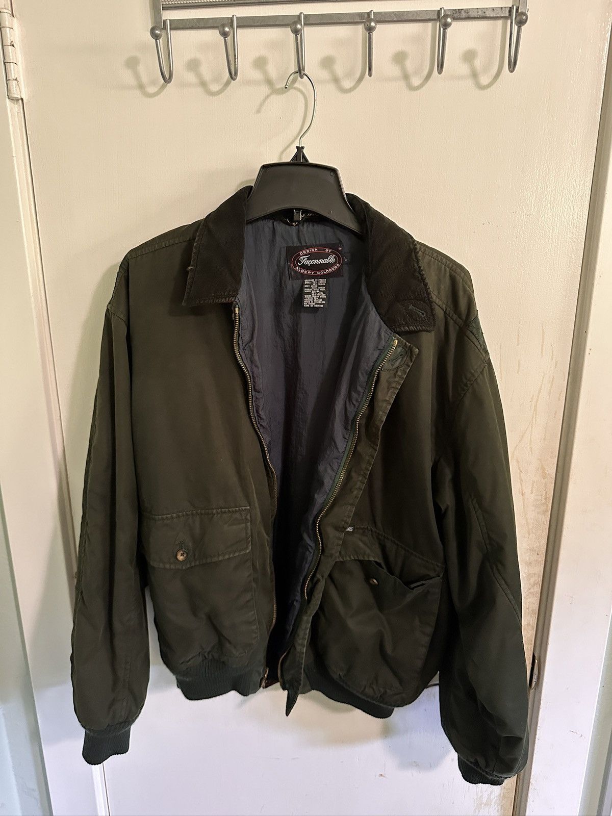 Faconnable Olive Green Bomber Jacket Size US L / EU 52-54 / 3 - 3 Thumbnail