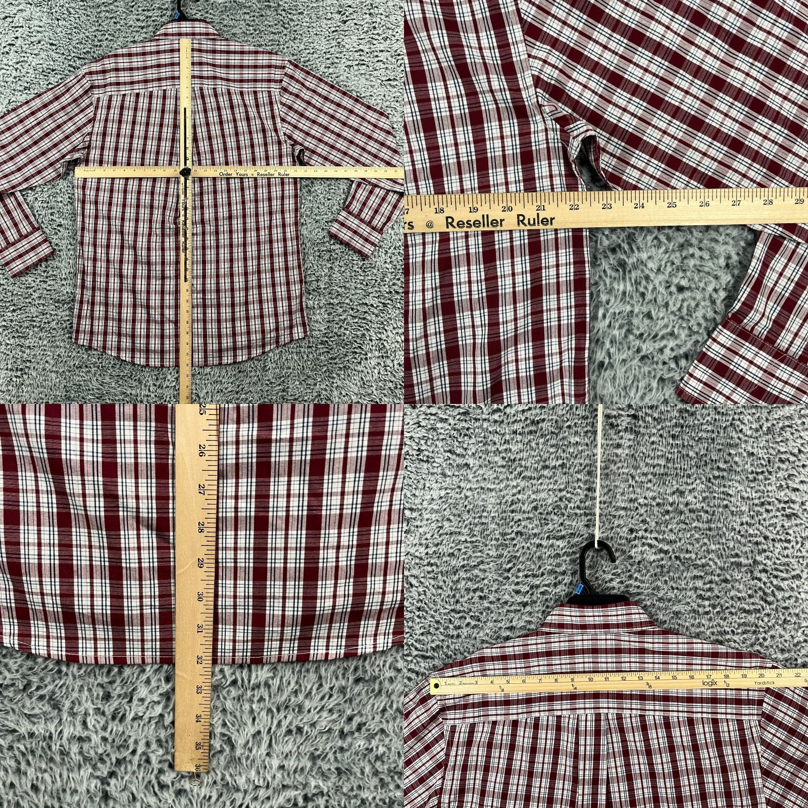 Wrangler Wrangler Shirt Mens Red White Plaid Western Button-Up Casual, Formal, Wedding, Cowboy Theme, M Size US M / EU 48-50 / 2 - 8 Thumbnail
