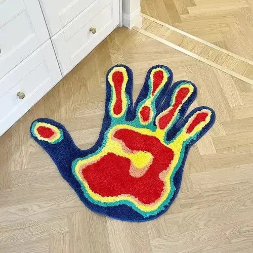 Japanese Brand Handmade Palm Rug Shape Tufted Carpet Size ONE SIZE - 4 Thumbnail
